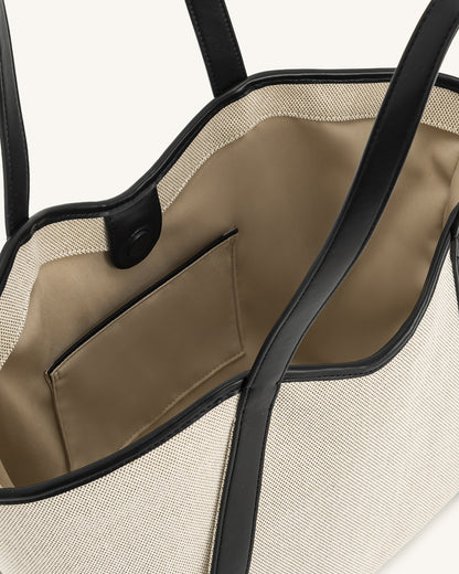 Kiana Large Capacity Tote Bag - Black Canvas