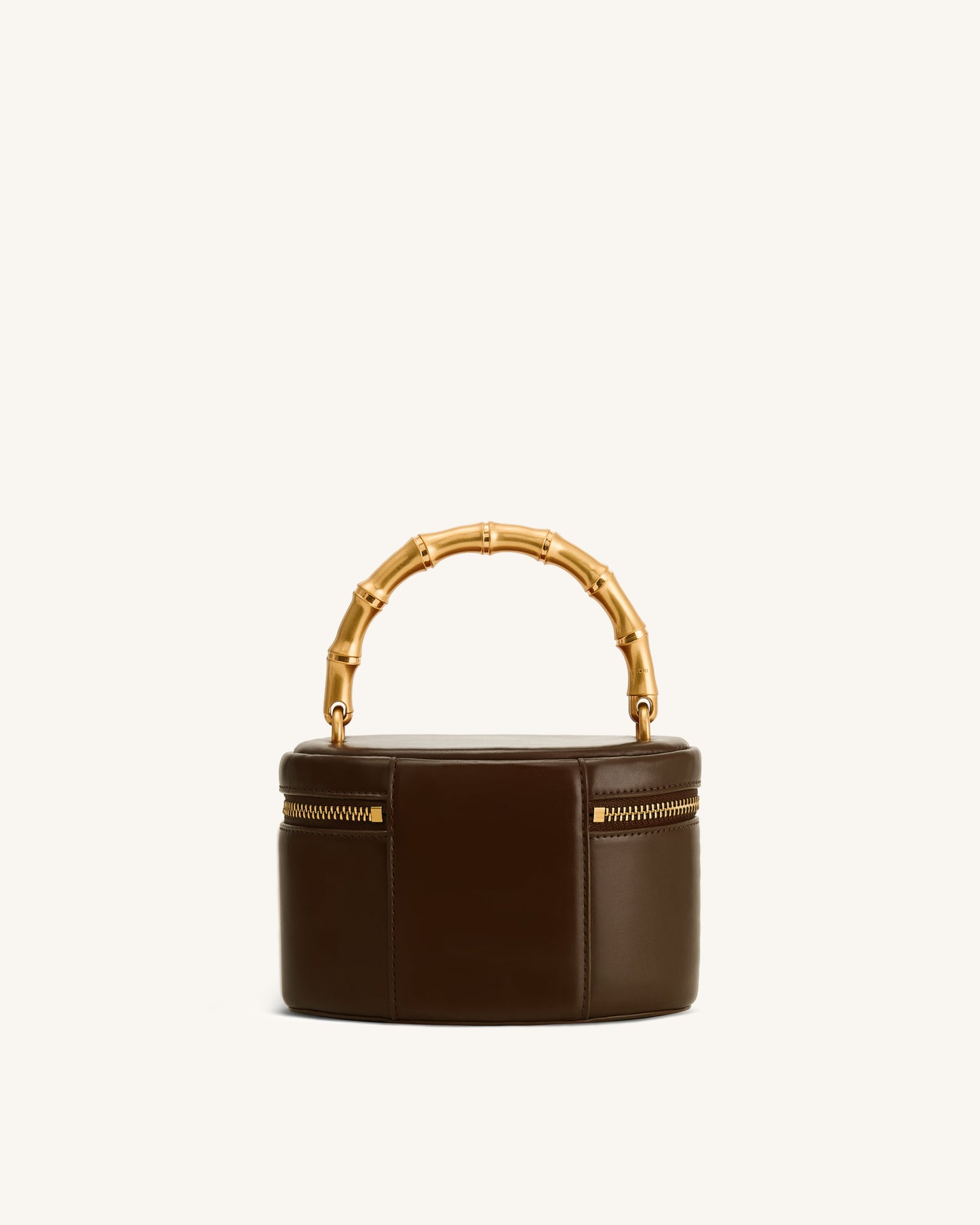 Natalie Metal Geometric Pendant Handle Bag - Dark Brown