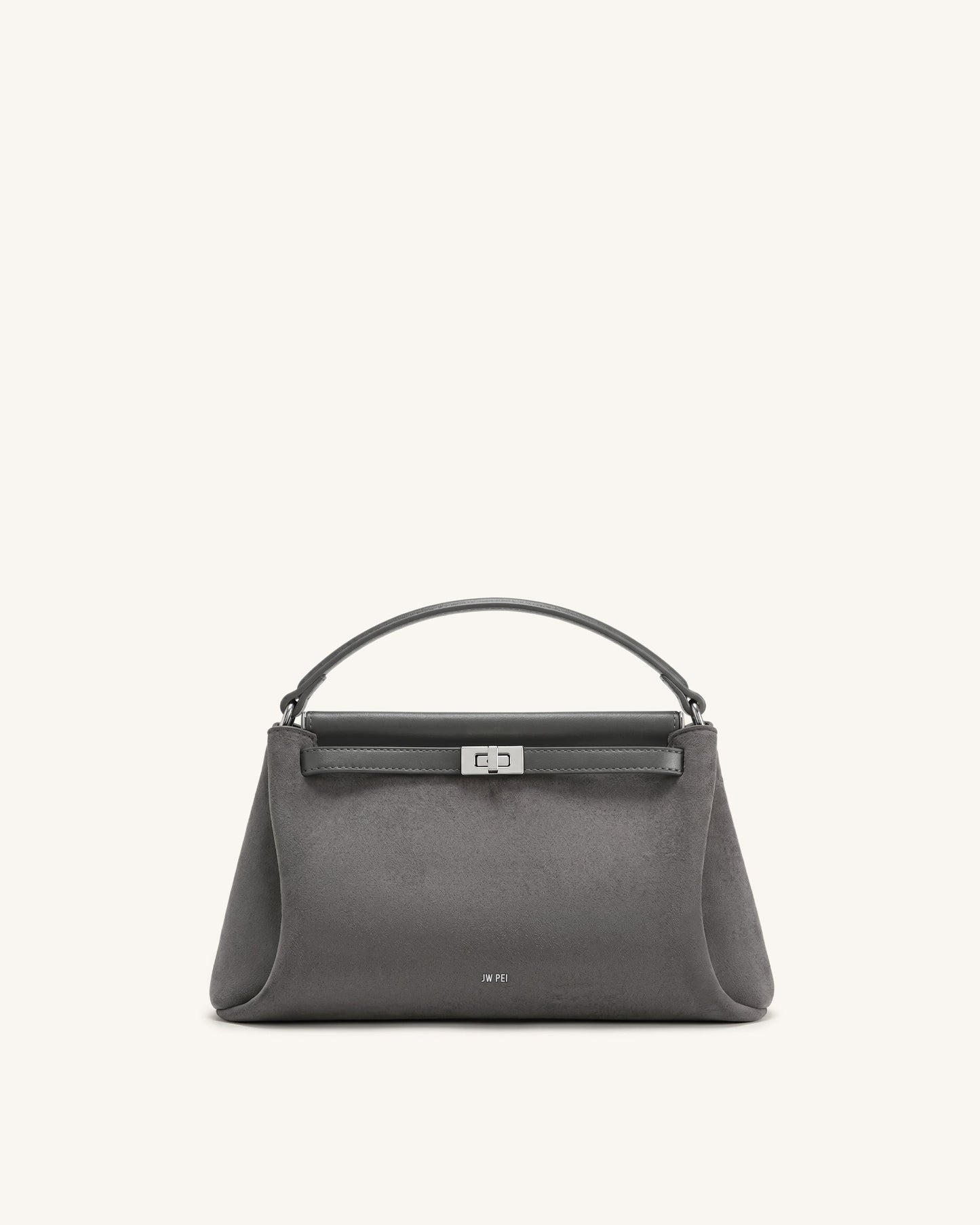 Carmen Faux Suede Top Handle Bag - Dark Gray