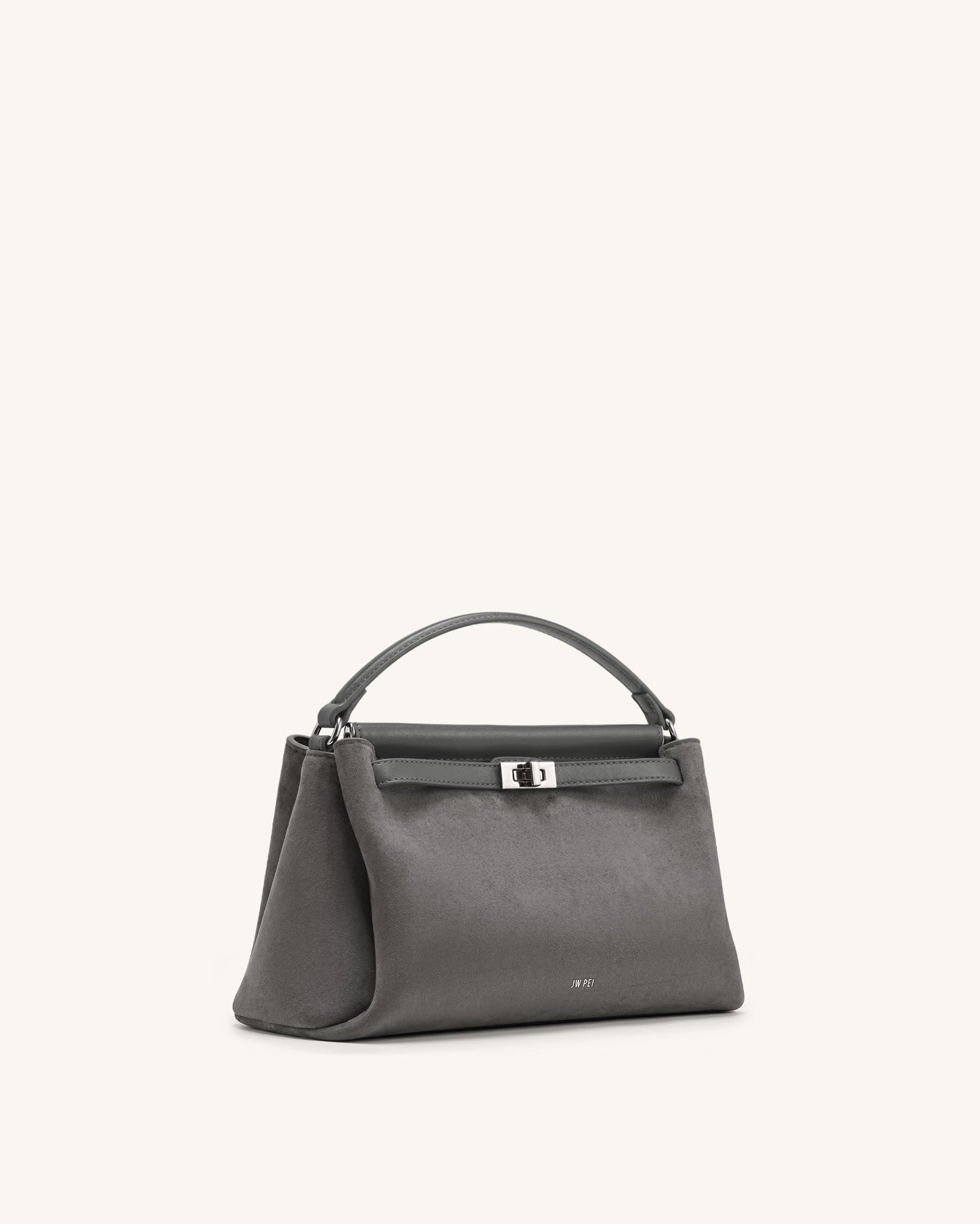 Carmen Faux Suede Top Handle Bag - Dark Gray