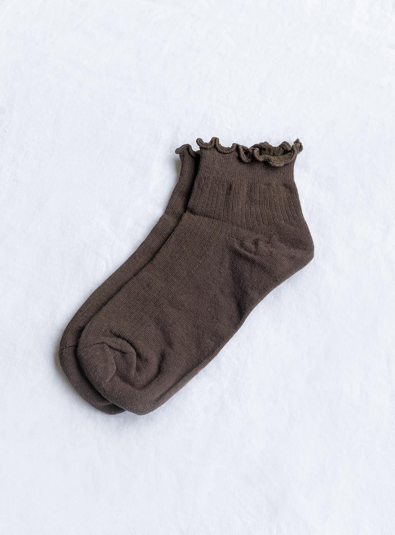 Ribbed Ruffle Socks Mushroom women's socks by Ellevoria