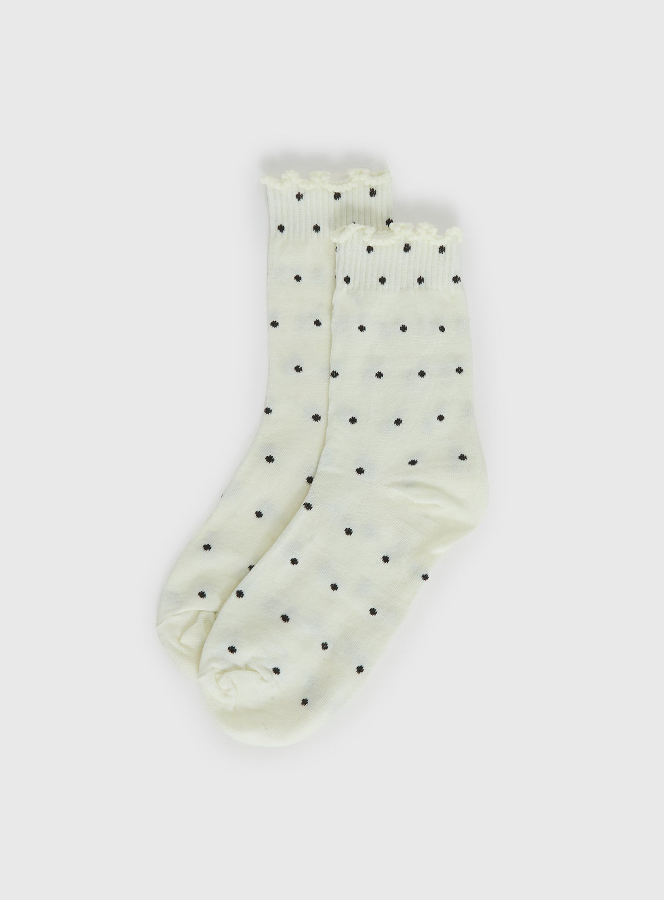 Pillowtalk Frill Socks Cream Polka women's socks by Ellevoria