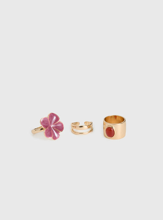 Rosellah Ring Set Gold / Pink women's ring by Ellevoria
