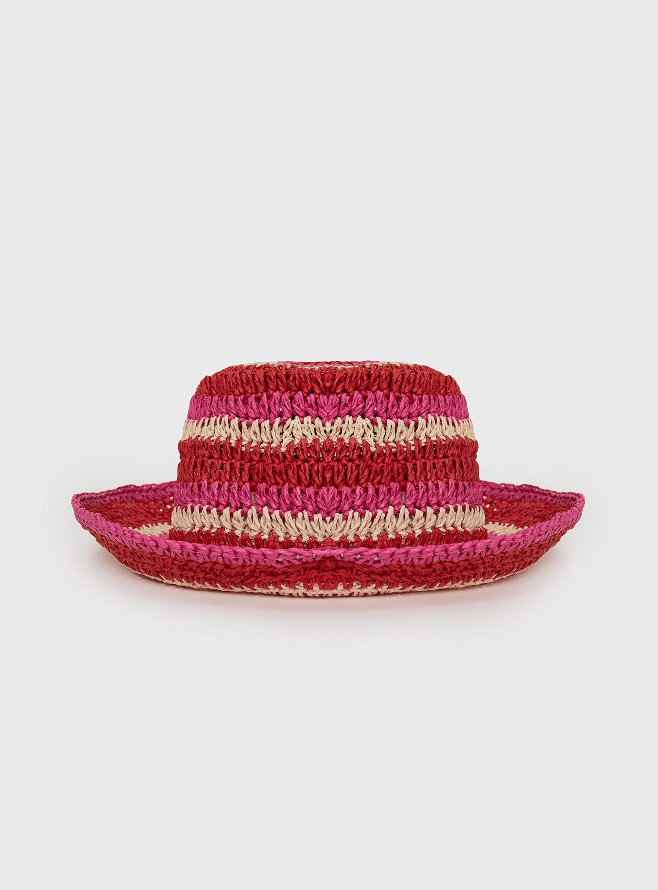 Alonza Crochet Bucket Hat Pink/red women's accessory by Ellevoria