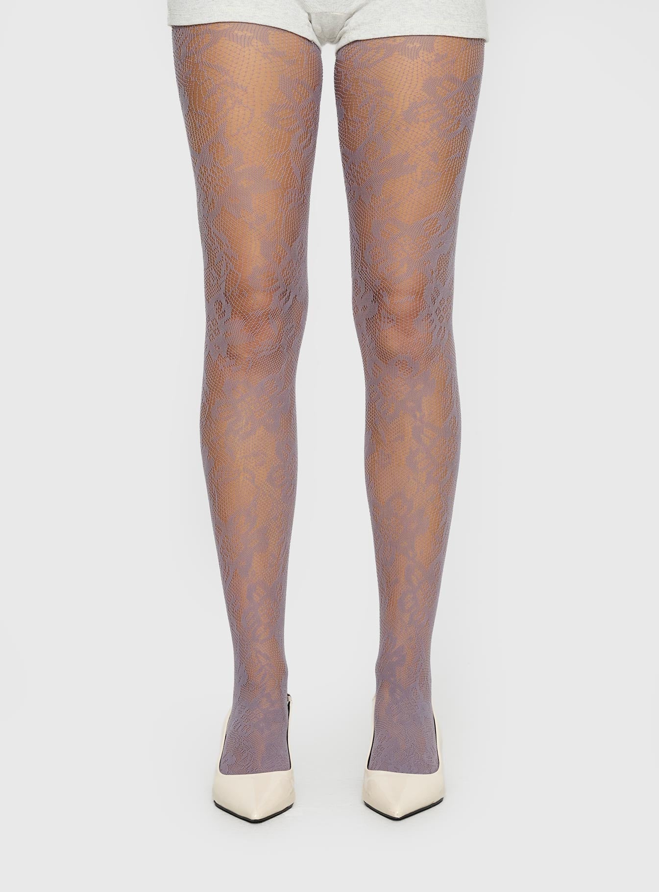 Ammelia Sheer Lace Tights Grey women's tights by Ellevoria
