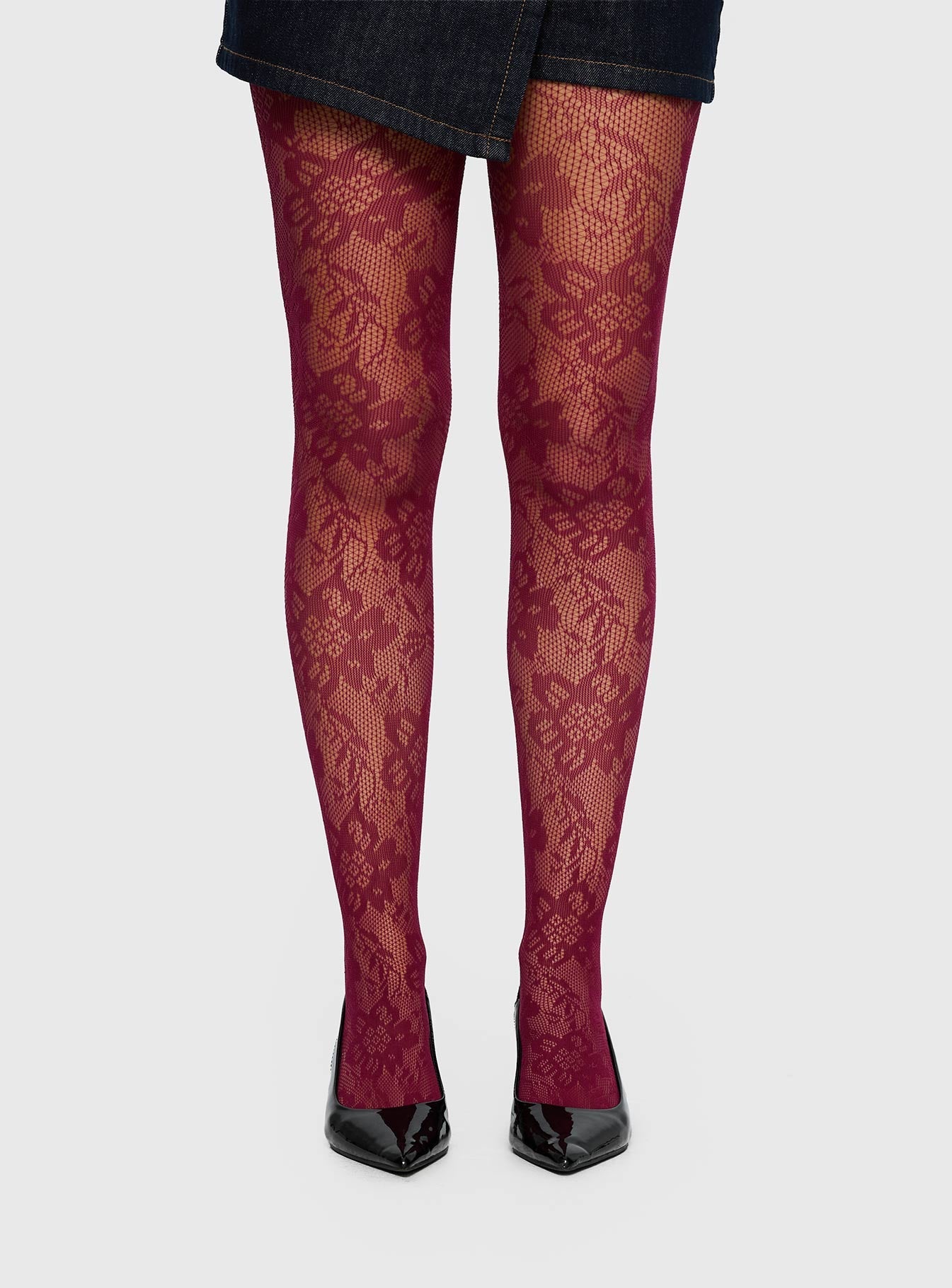 Ammelia Sheer Lace Tights Red women's tights by Ellevoria