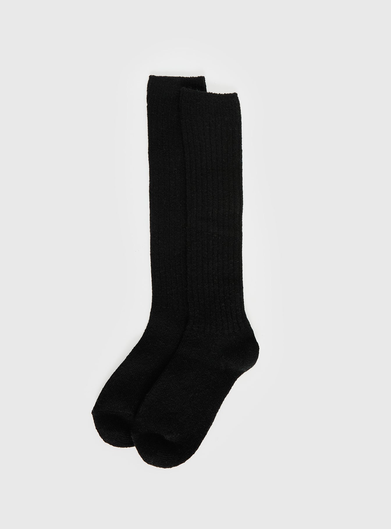 Boderline High Knee Ribbed Socks Black women's socks by Ellevoria