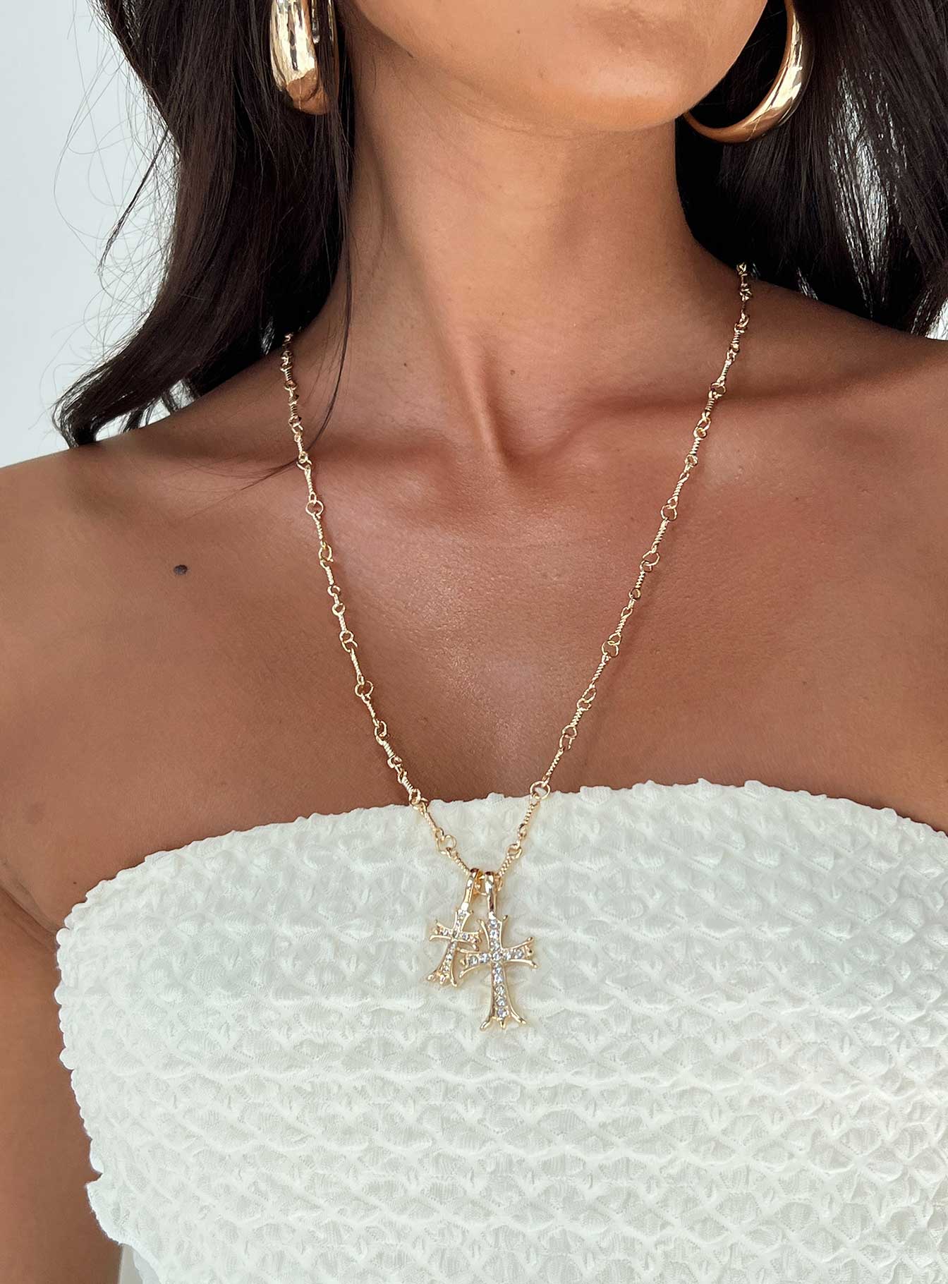 Curtis Cross Necklace Gold women's necklace by Ellevoria