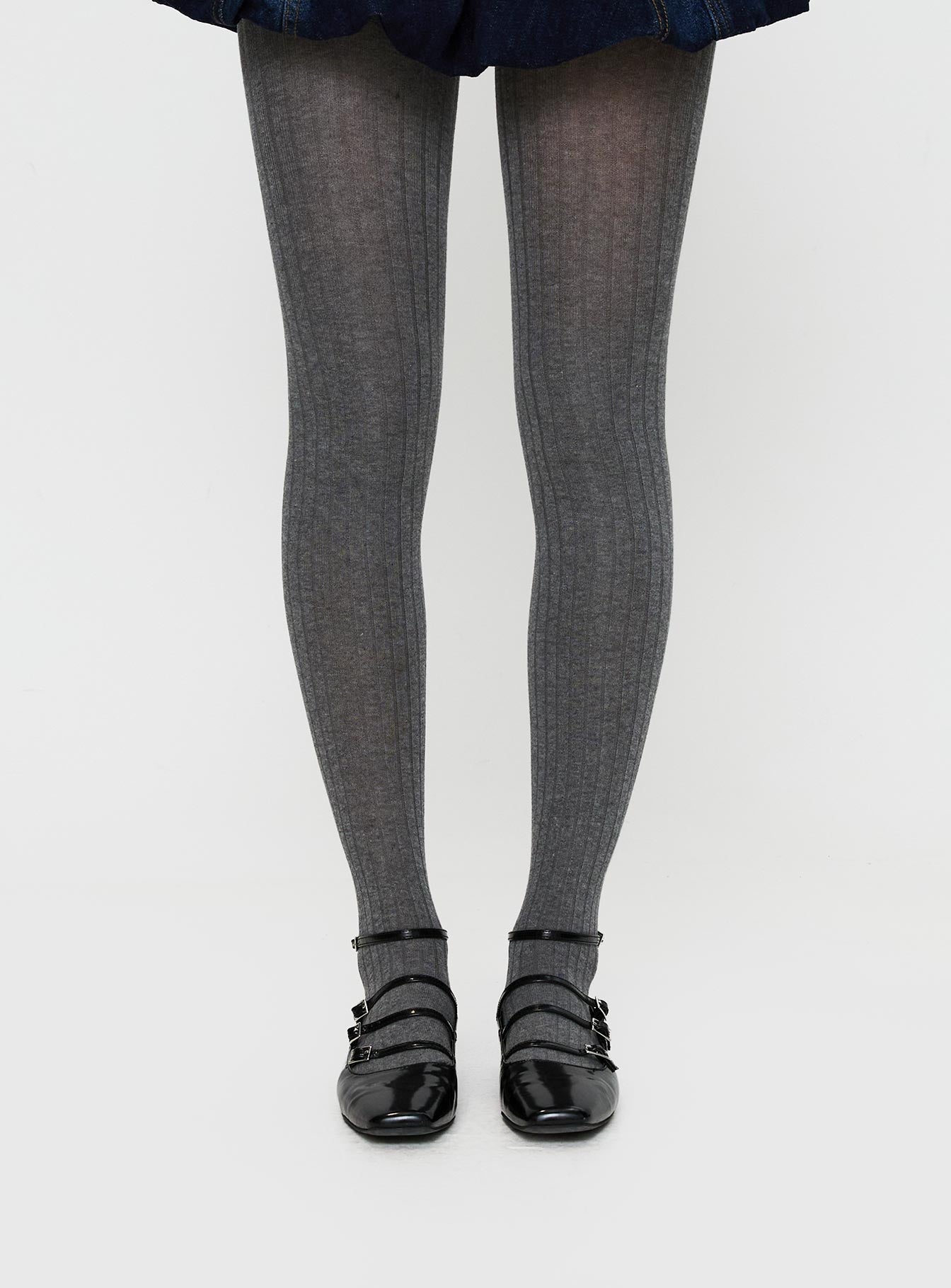Flashback Ribbed Stockings Grey women's tights by Ellevoria