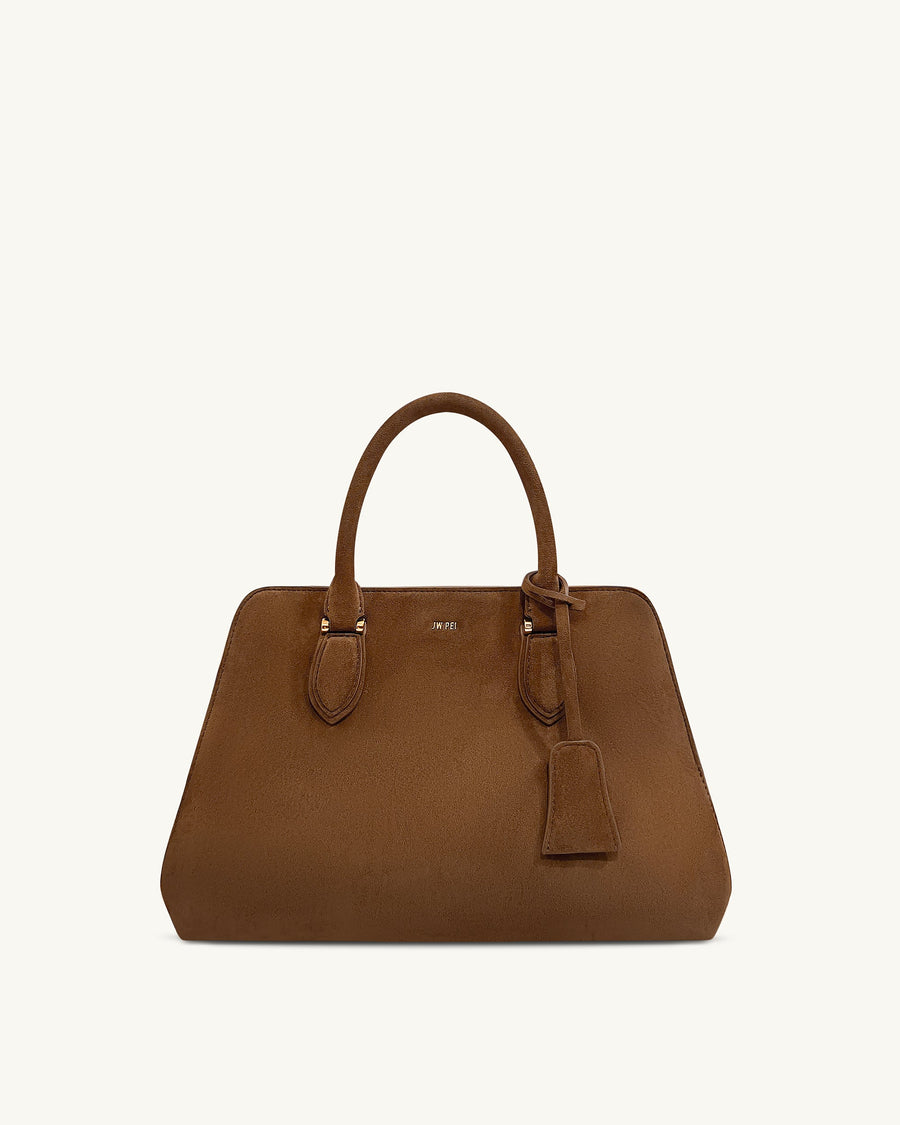 Lara Faux Suede Tote Bag - Brown
