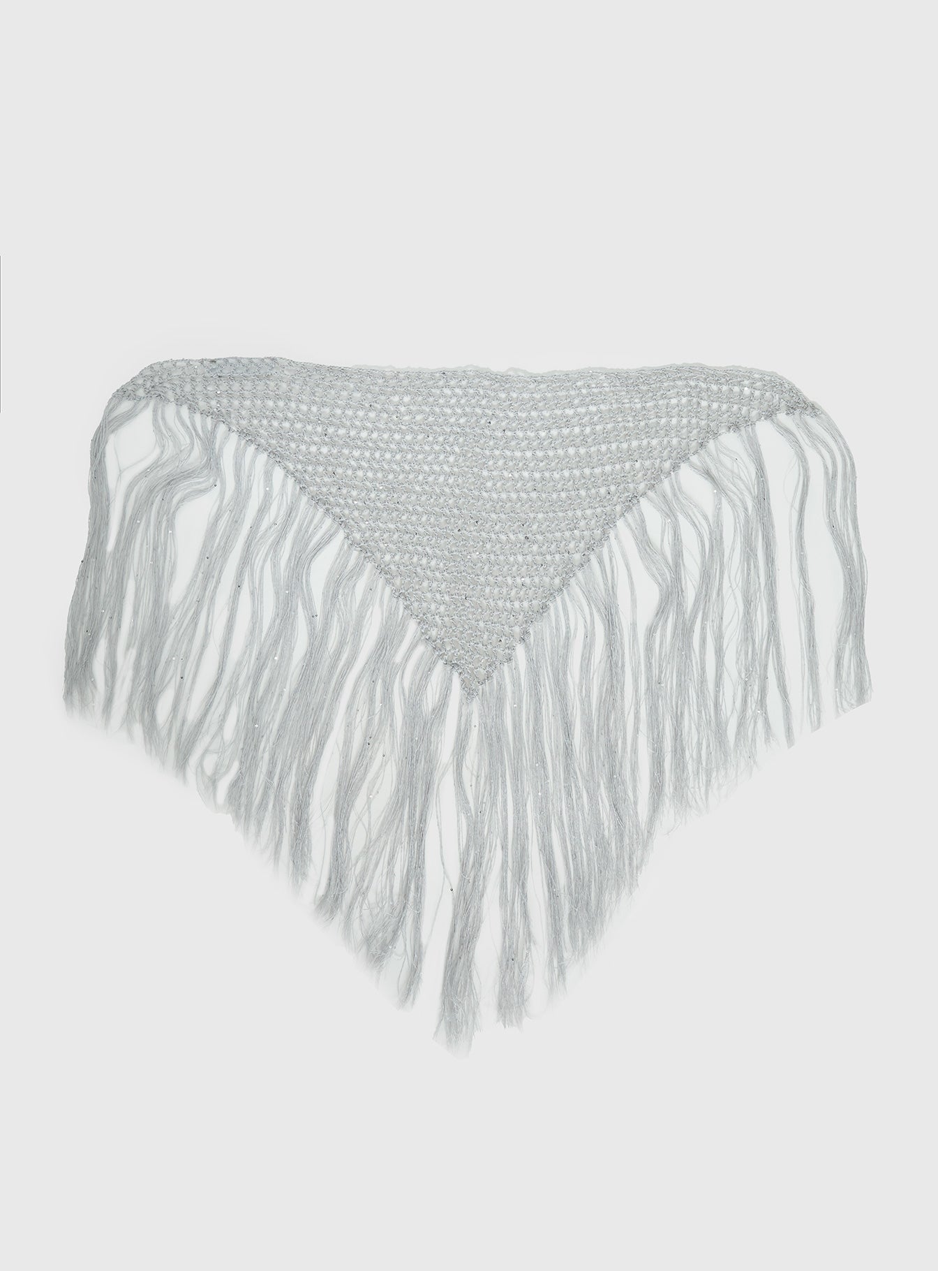 Briee Fringe Detail Hair Scarf Silver women's hair accessory by Ellevoria