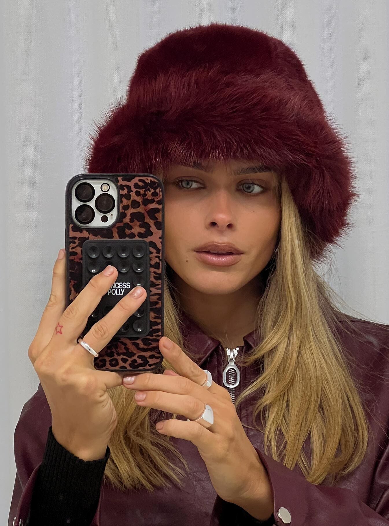 Avaah Fluffy Hat Red women's accessory by Ellevoria