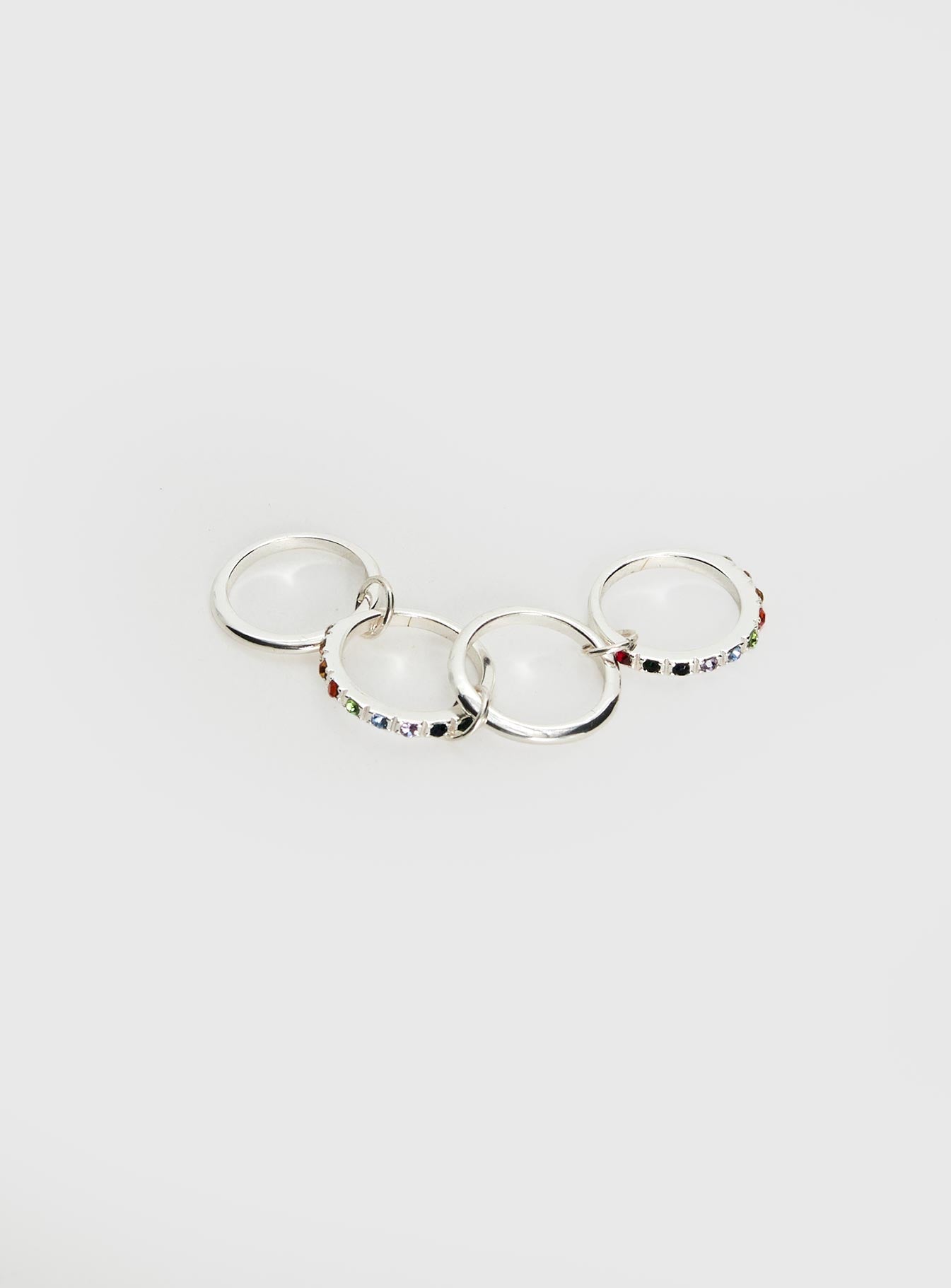 Leanah Stacked Gemstone Ring Silver women's ring by Ellevoria