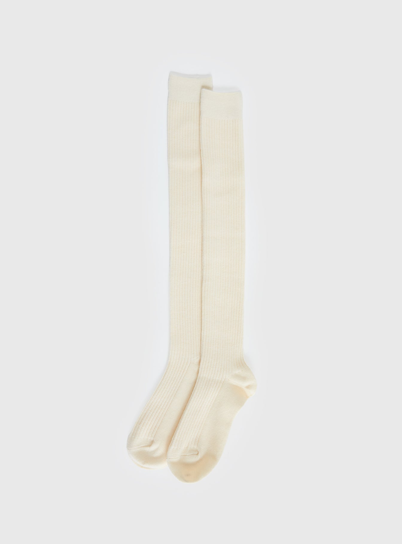 Roxee Knee High Ribbed Socks Cream women's socks by Ellevoria