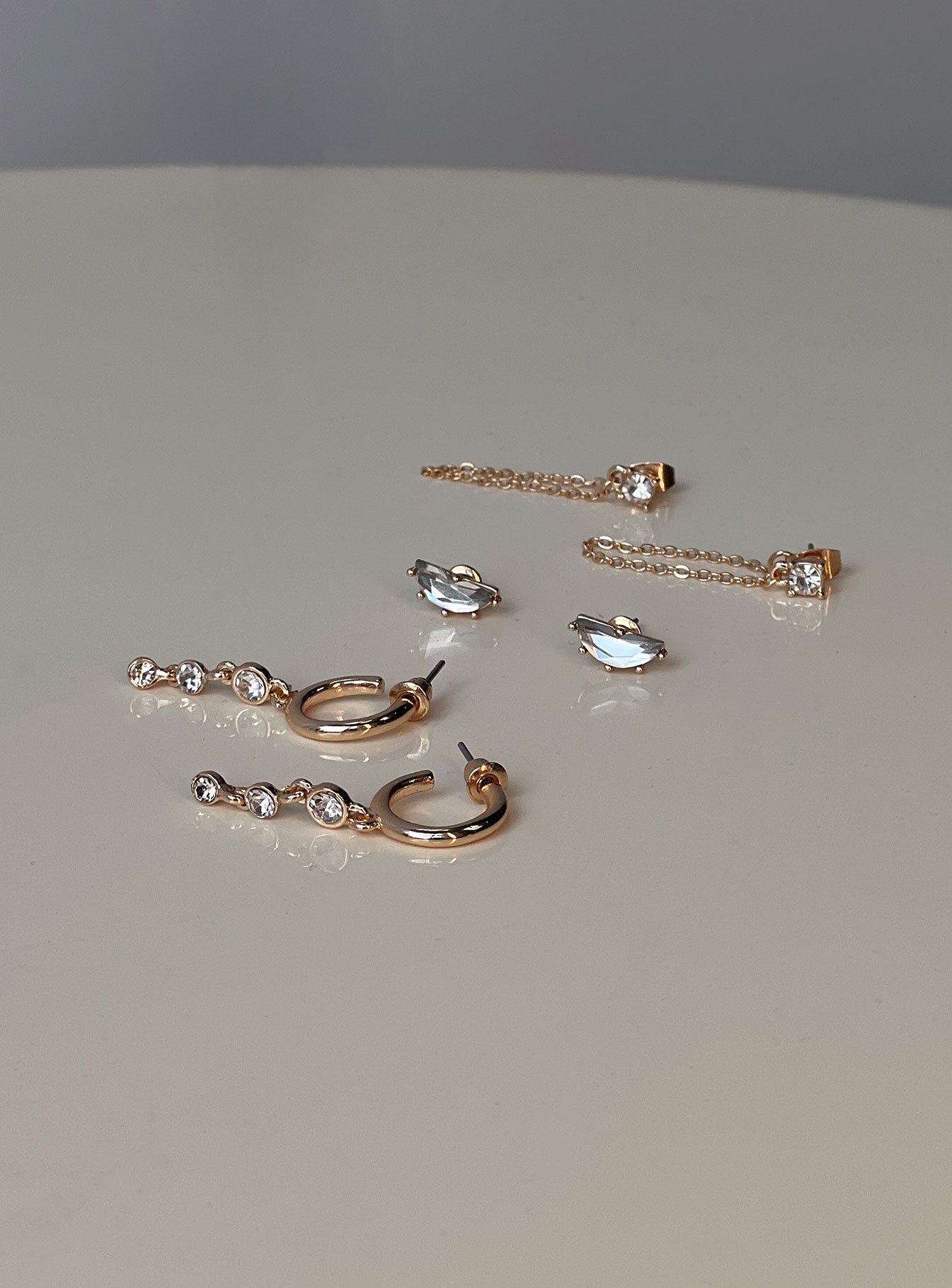 Think Later Diamante Earring Pack Gold women's earrings by Ellevoria