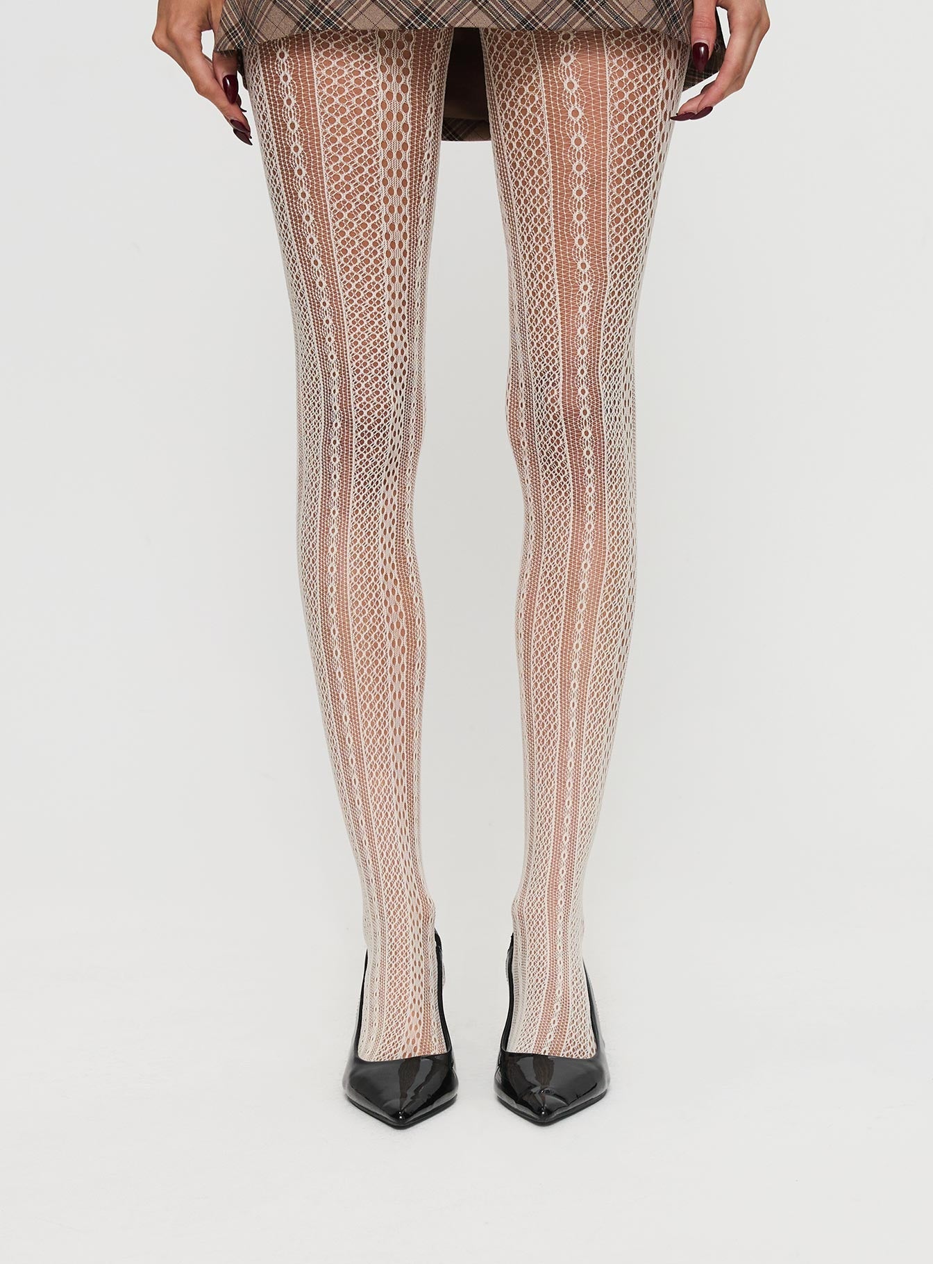 Vaugn Lace Stocking Cream women's tights by Ellevoria