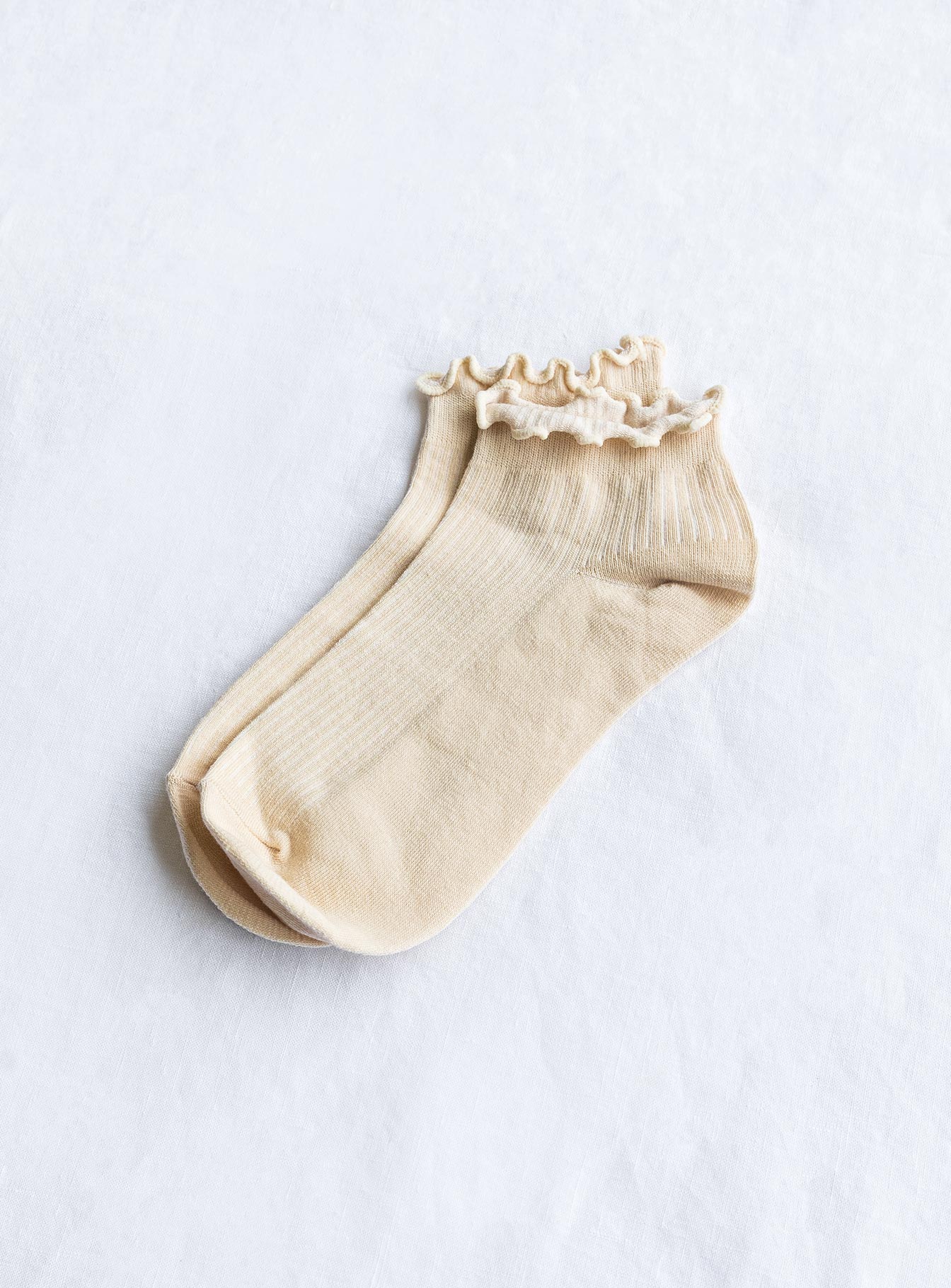 Ribbed Ruffle Socks Cream women's socks by Ellevoria