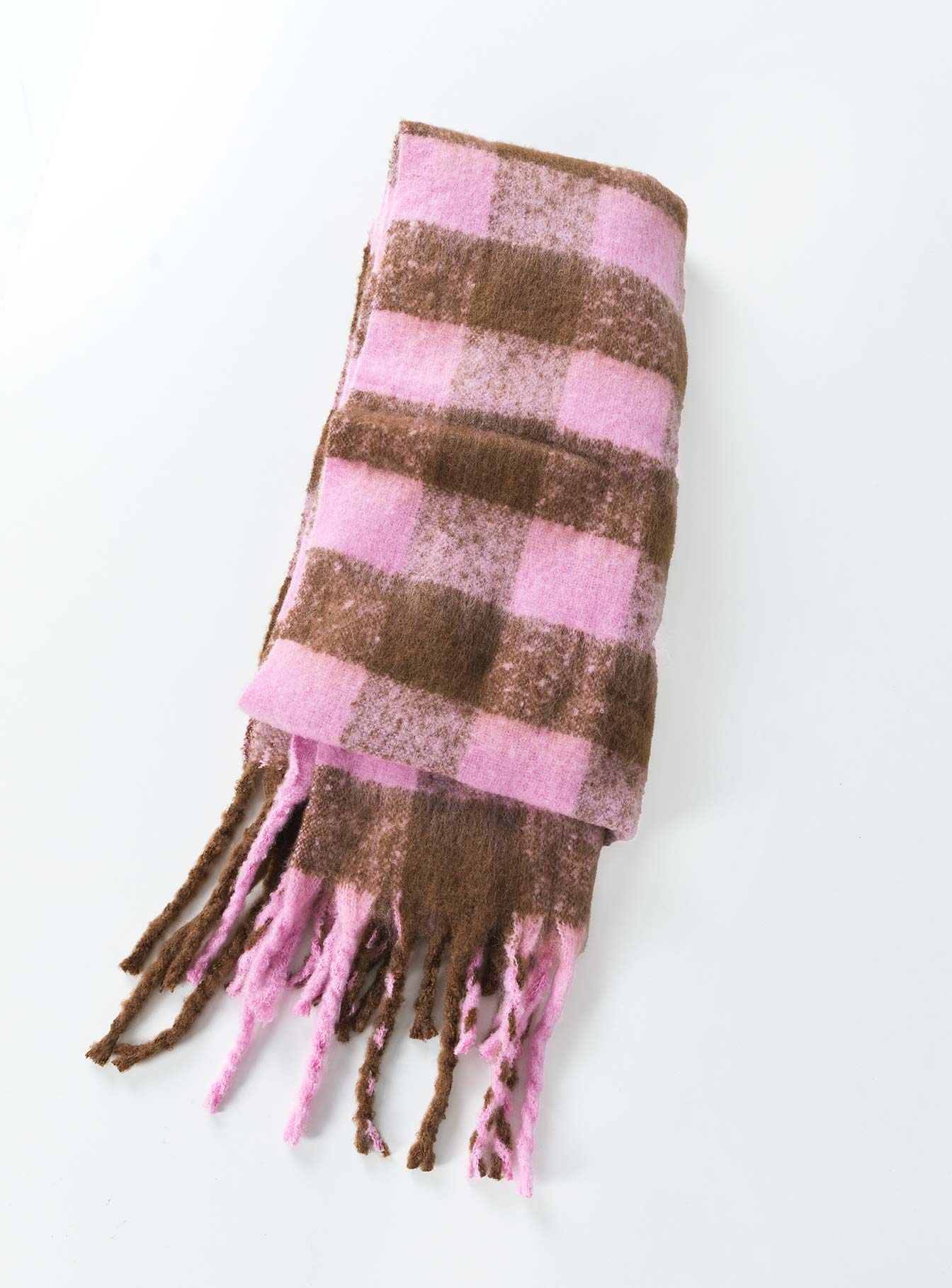 Piero Check Scarf Pink / Brown women's accessory by Ellevoria