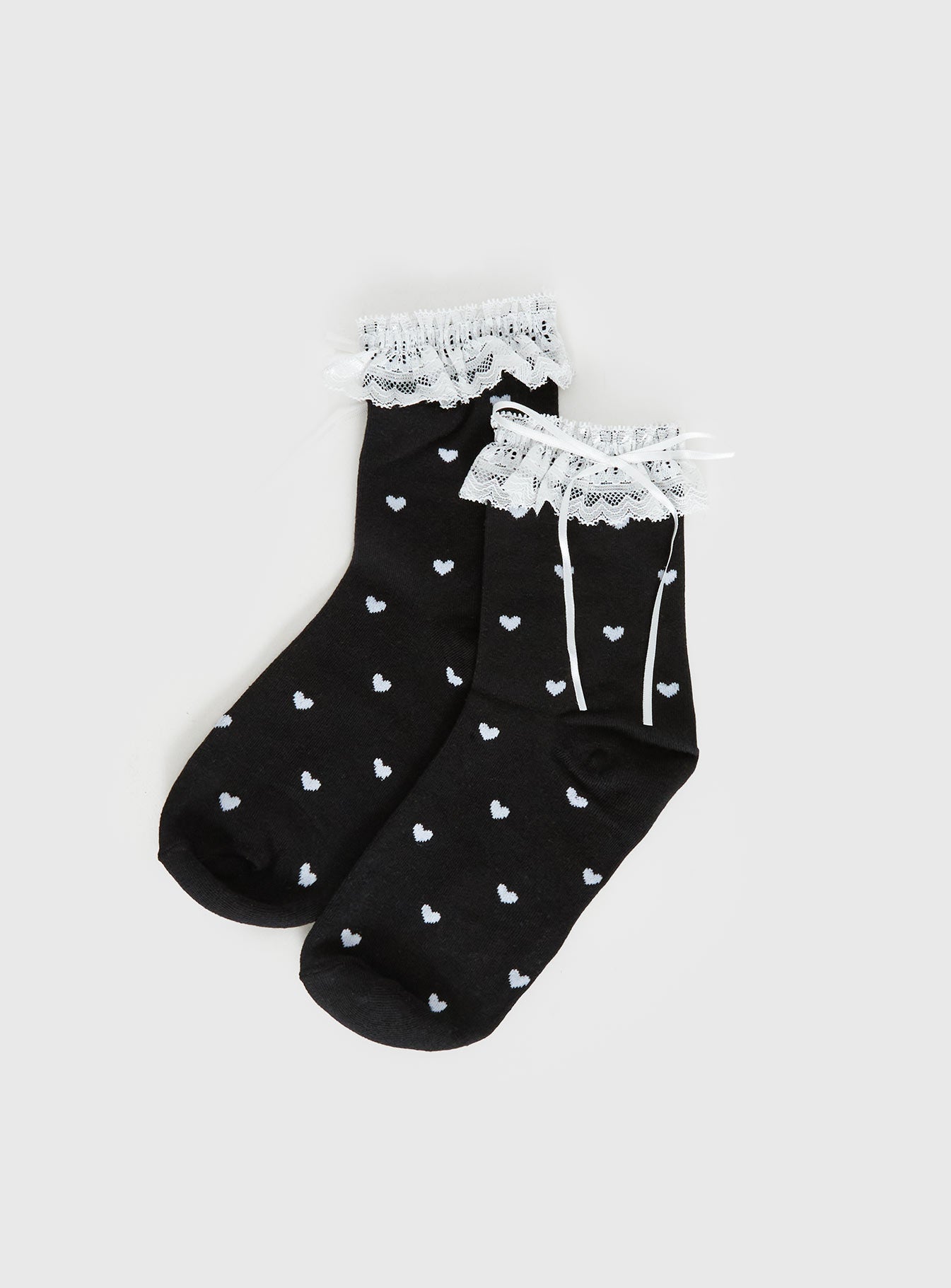Reminisce Heart Detail Socks Black / White women's socks by Ellevoria