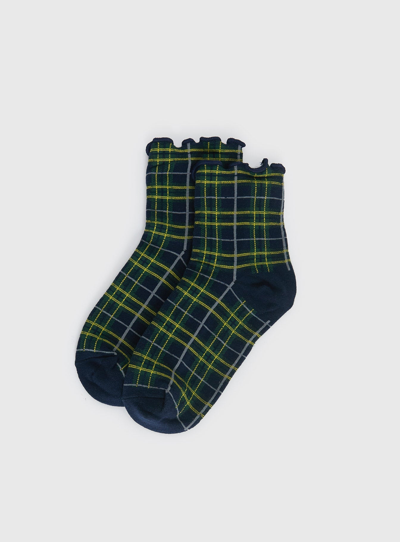 Zaylenna Frill Socks Navy Check women's socks by Ellevoria