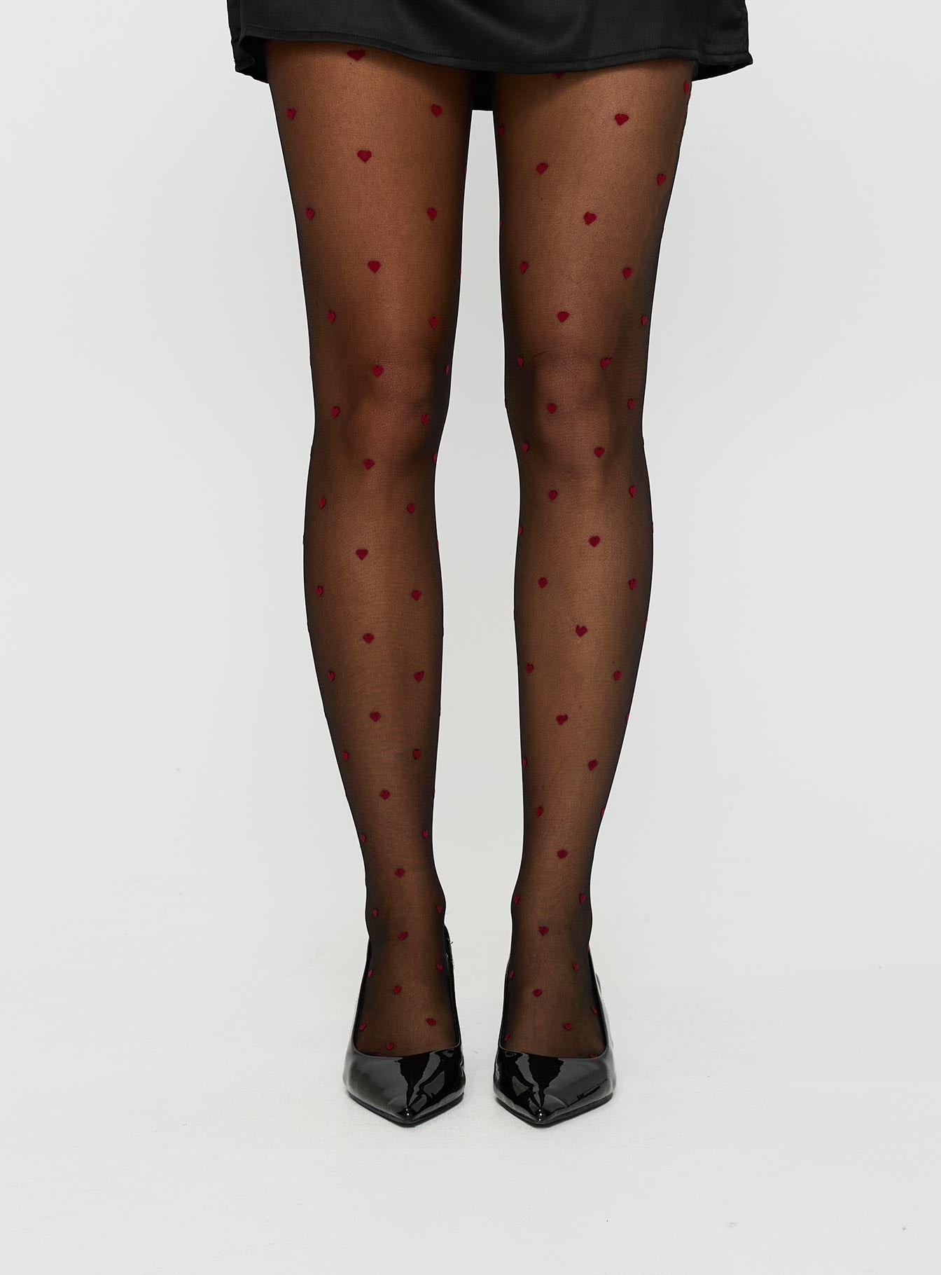In My Heart Stockings Black / Red women's tights by Ellevoria