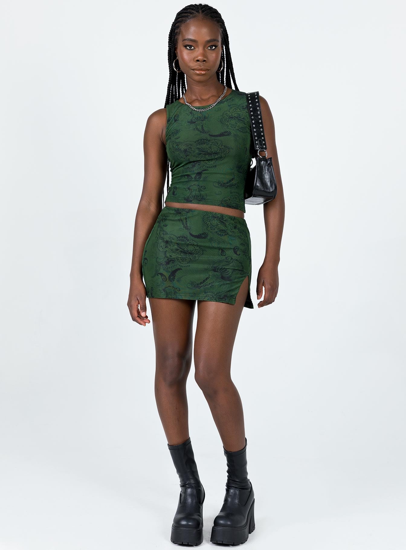 Matilde Set Green women's skirt set by Ellevoria