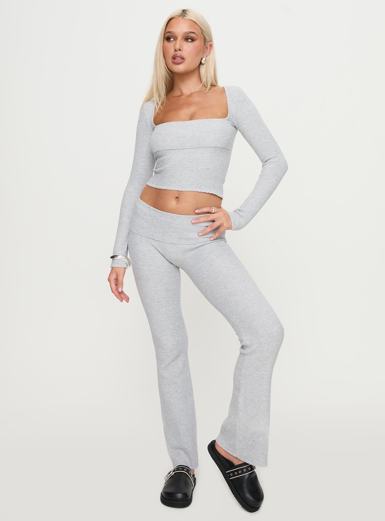 Closed Eyes Flared Pant Grey women's pant set by Ellevoria