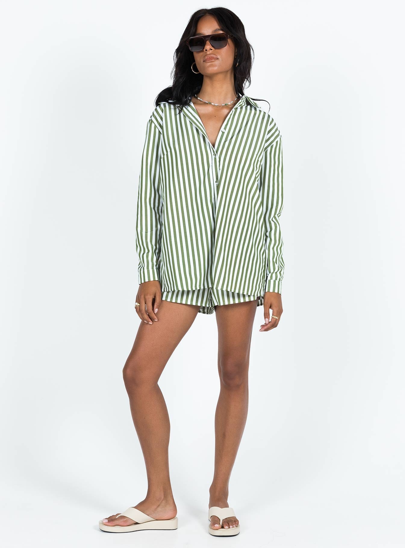 Chloe Set Dark Green - women's shirt by Ellevoria - view 3