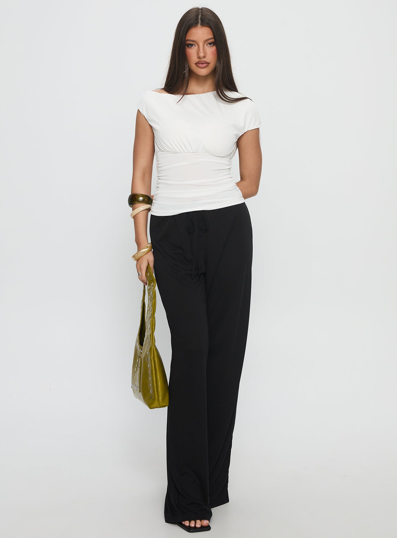 Gavrielle Jersey Wide Leg Pants Black - loose fit women's bottoms by Ellevoria
