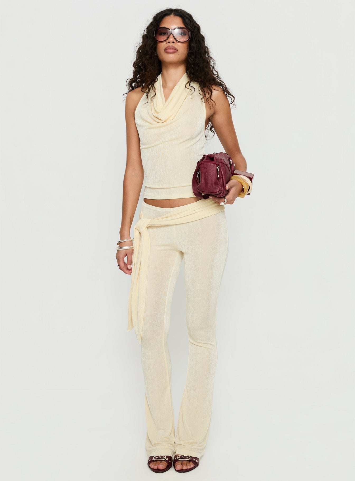 Butterfly Tie Detail Pants Lemontini women's pant set by Ellevoria