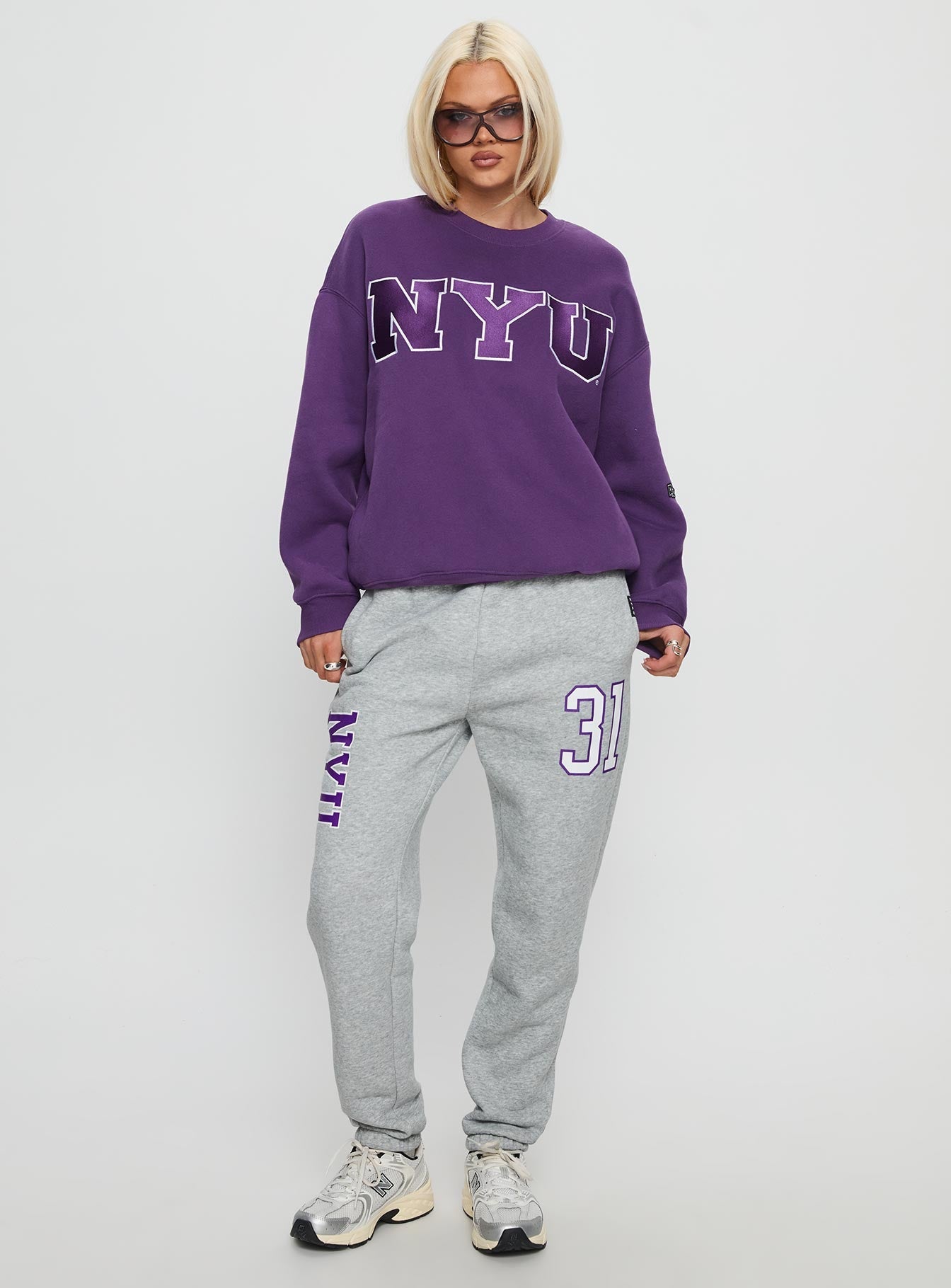 NYU Offside Crewneck Sweatshirt Purple women's sweater by Ellevoria
