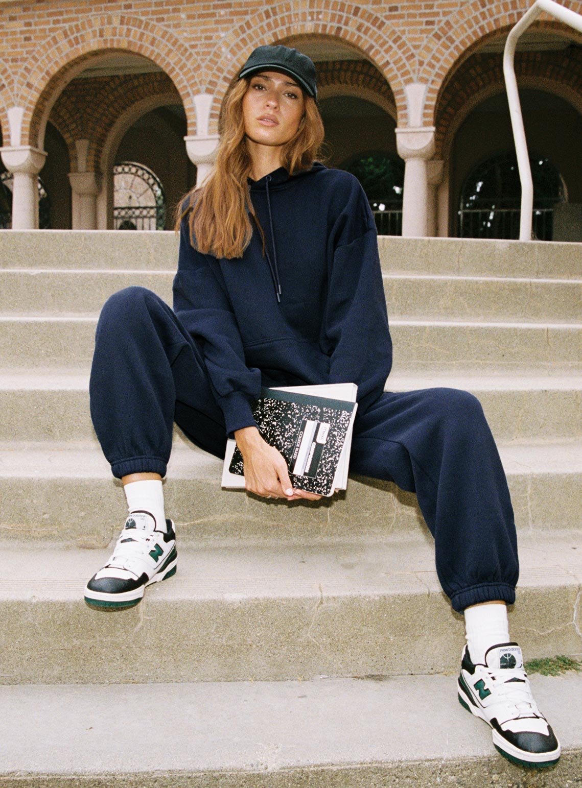 Dream Fleece Ankle Cuff Sweatpants Navy women's pant set by Ellevoria