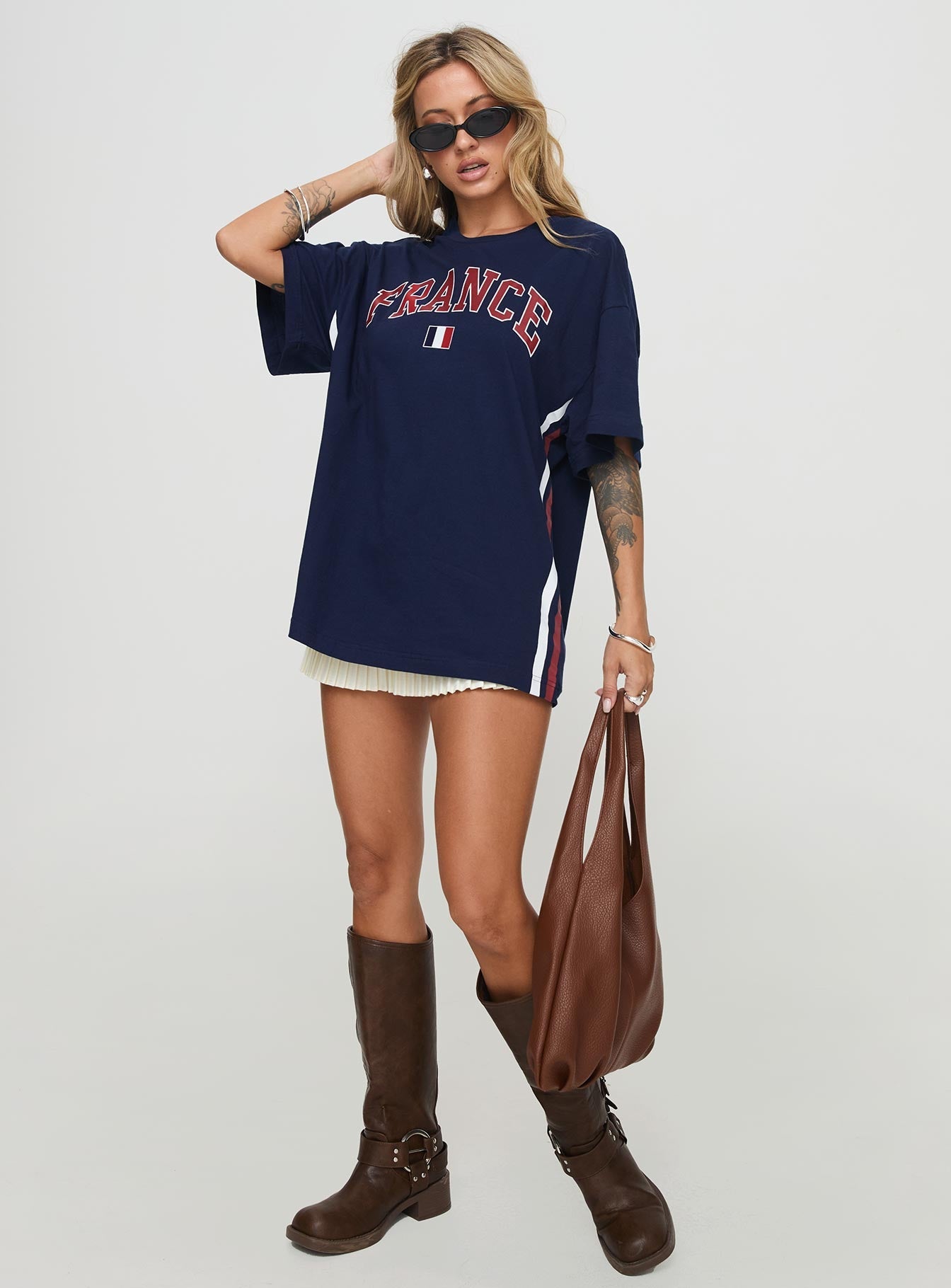 Goal France Oversized Tee Blue - women's top by Ellevoria - view 3