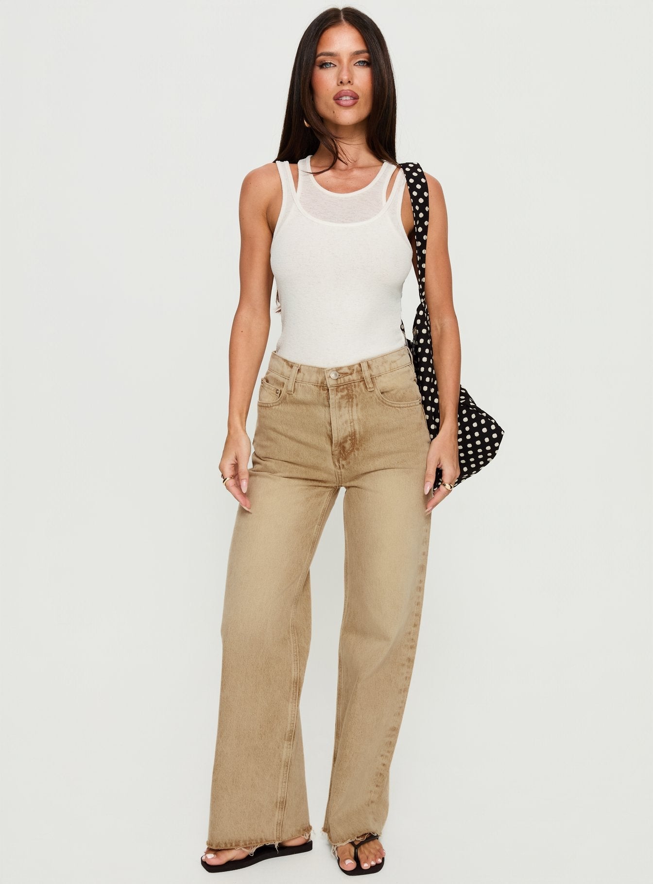 Fawcett High Rise Straight Leg Jeans Tan women's denim jeans by Ellevoria
