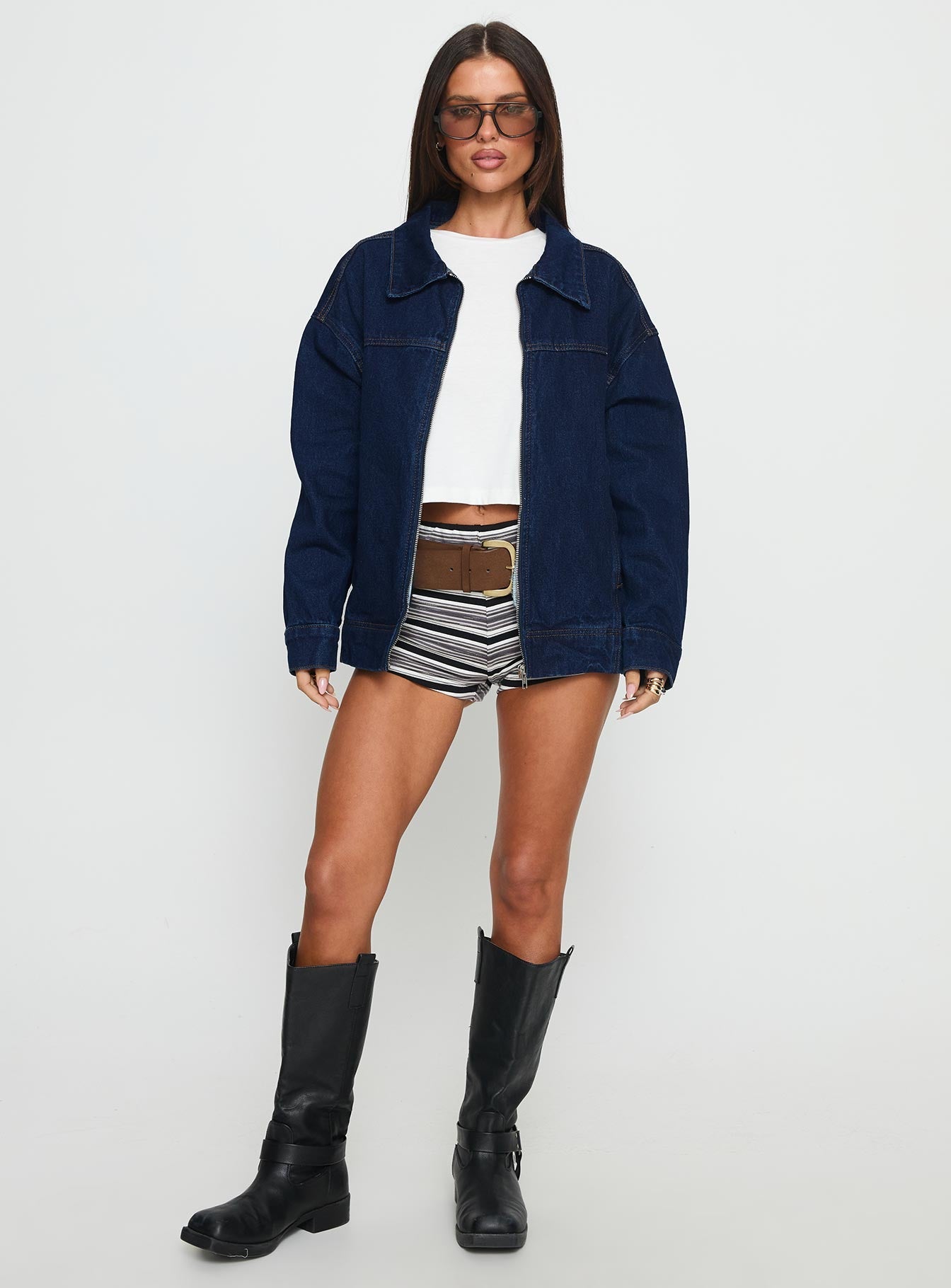 Goldsmith Denim Bomber Jacket Dark Wash women's jacket by Ellevoria