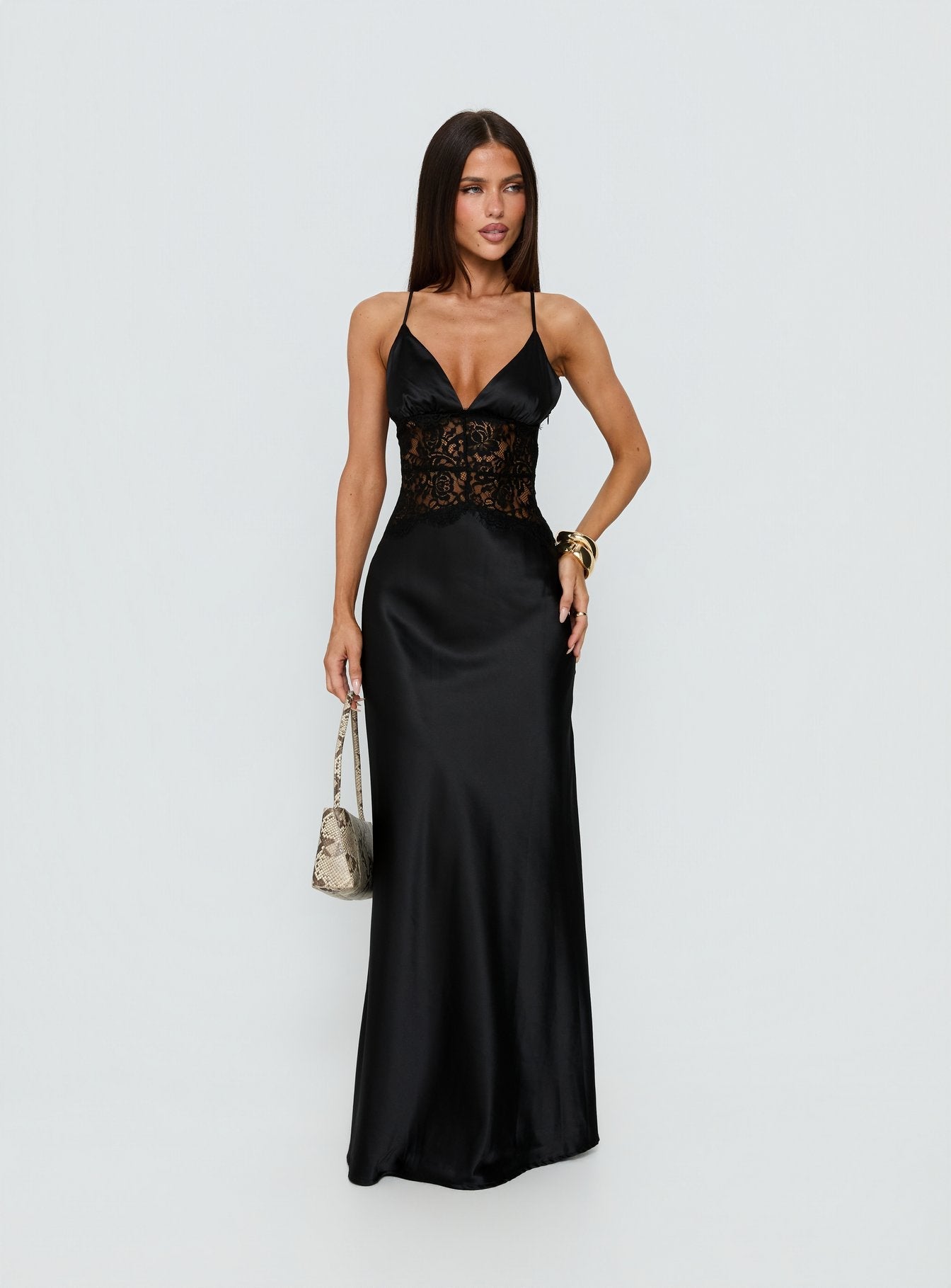 Klairee Lace Maxi Dress Black - women's maxi dress by Ellevoria - view 3