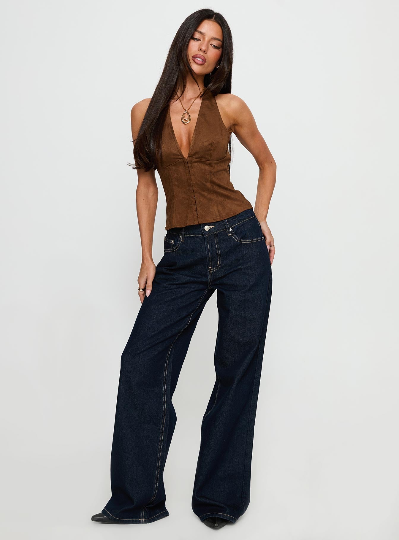 Favourite Reference Mid Rise Straight Leg Jeans Dark Indigo women's denim jeans by Ellevoria