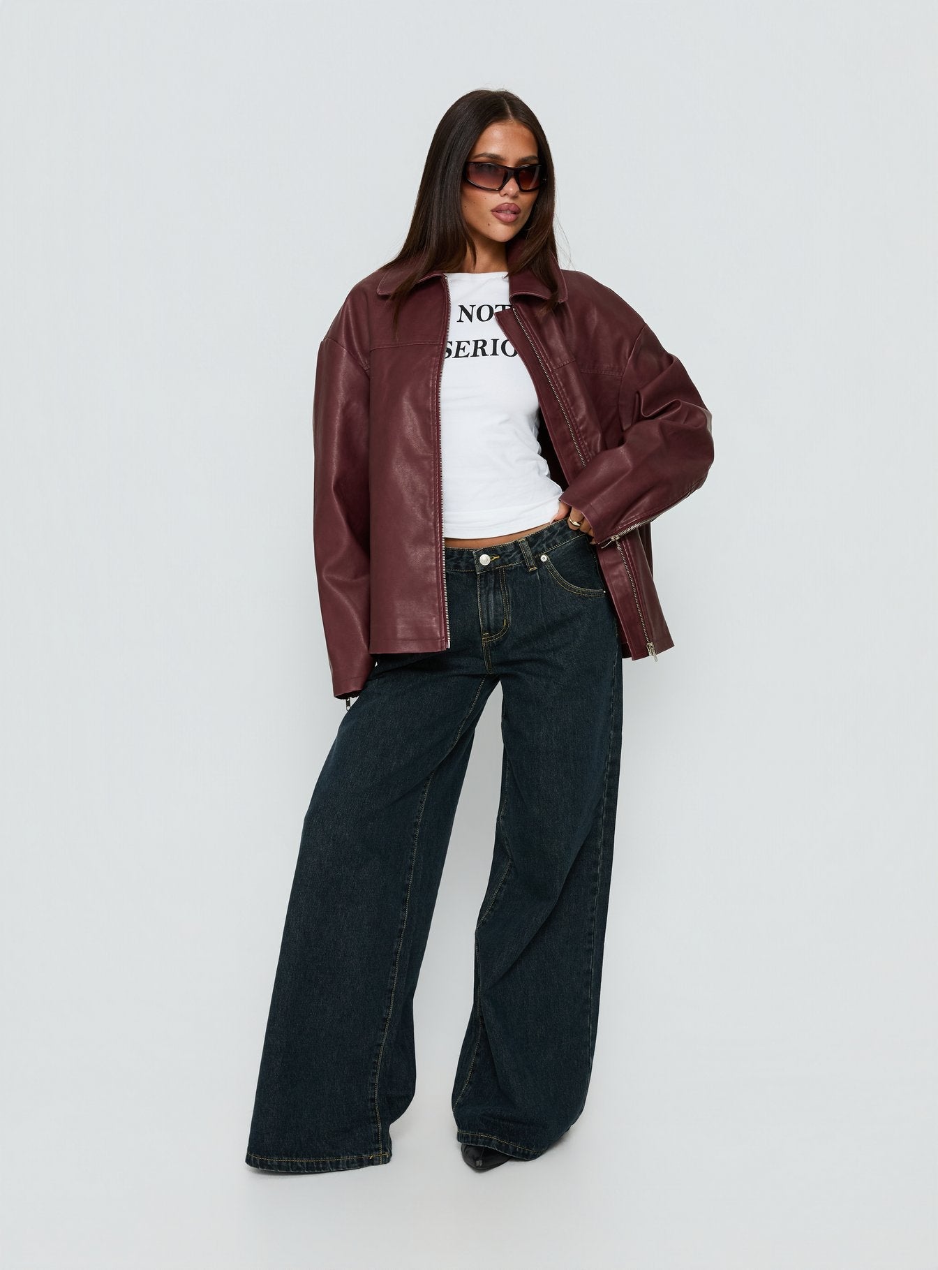 Napoleon Faux Leather Jacket Burgundy women's jacket by Ellevoria