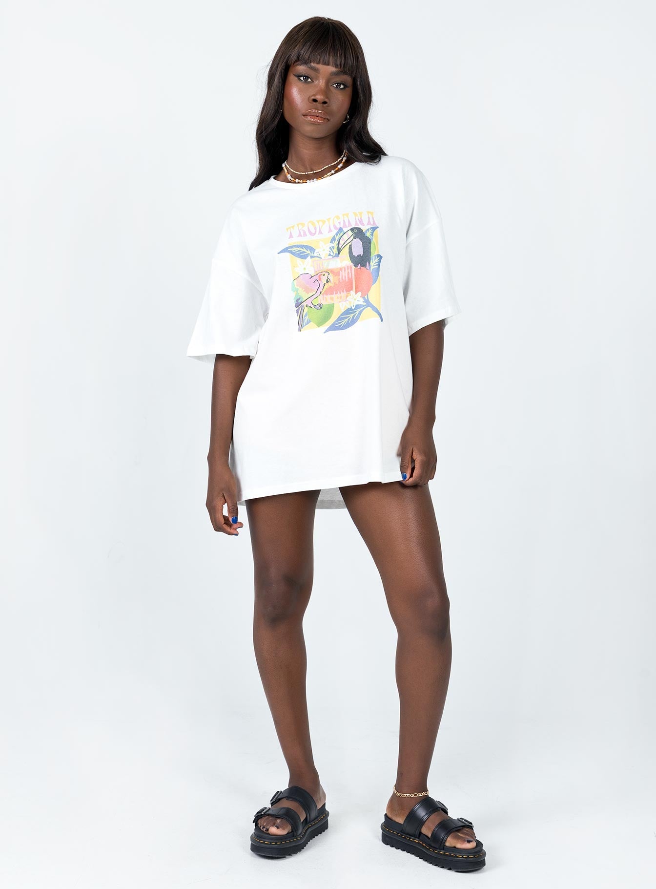 Tropicana Oversized Tee White - women's top by Ellevoria - view 4