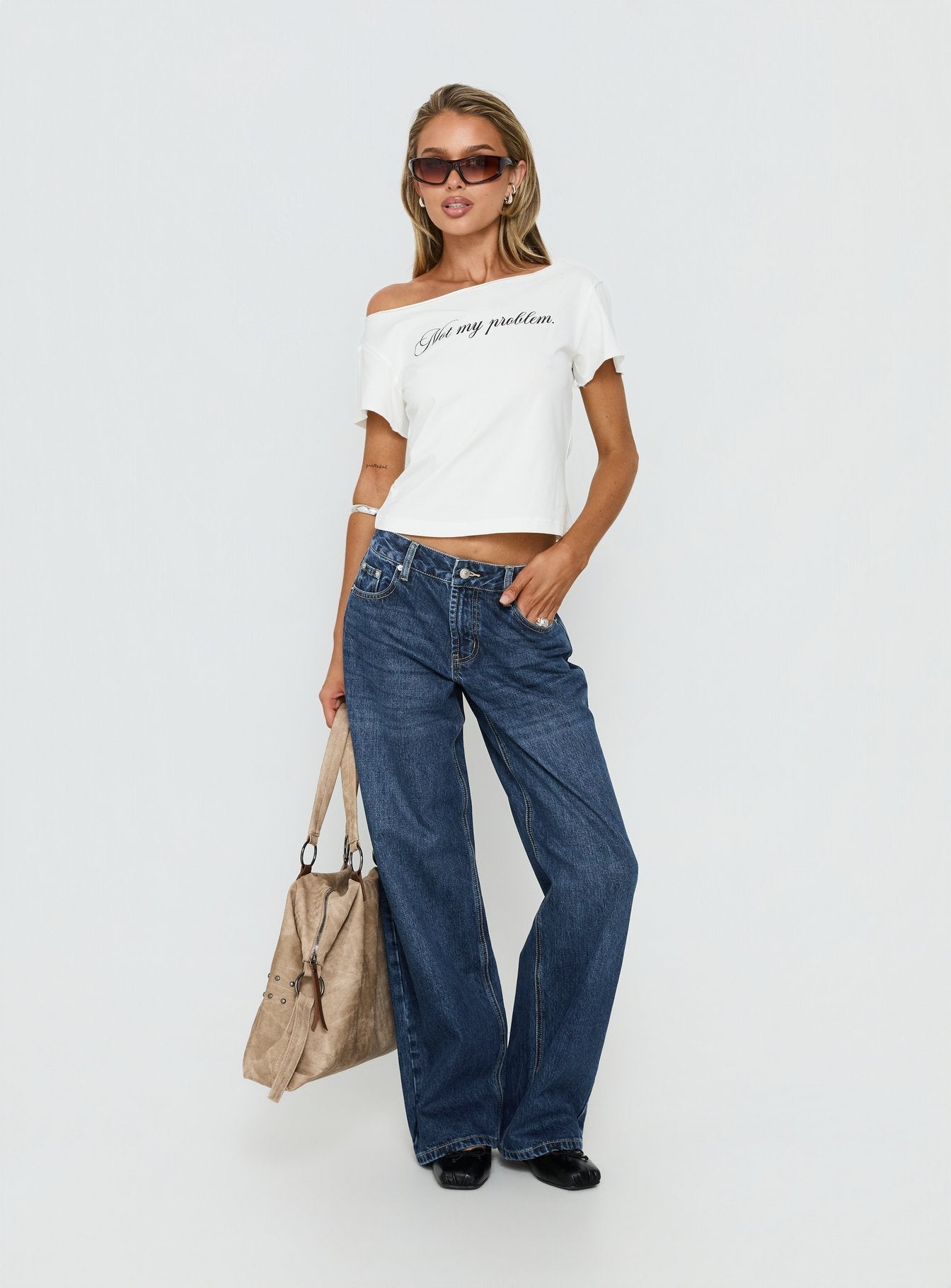 Serenitia Mid Rise Relaxed Jeans Dark Blue Wash women's denim jeans by Ellevoria
