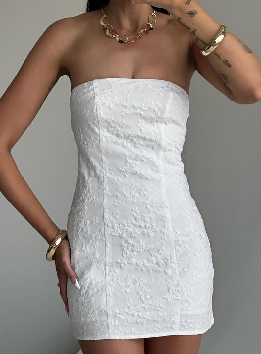 Anja Mini Dress White - women's fashion by Ellevoria