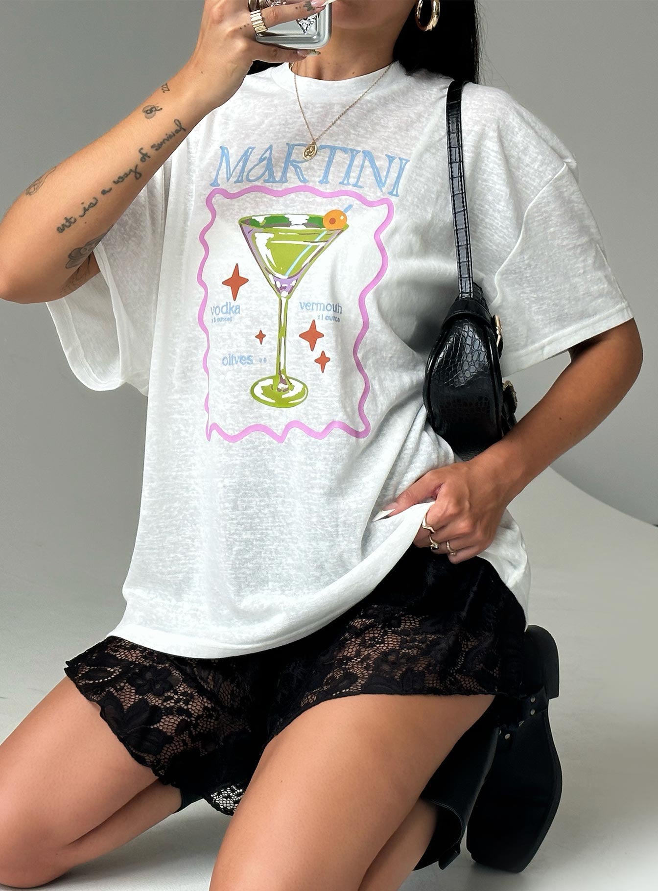 Martini Oversized Tee White - women's top by Ellevoria - view 9