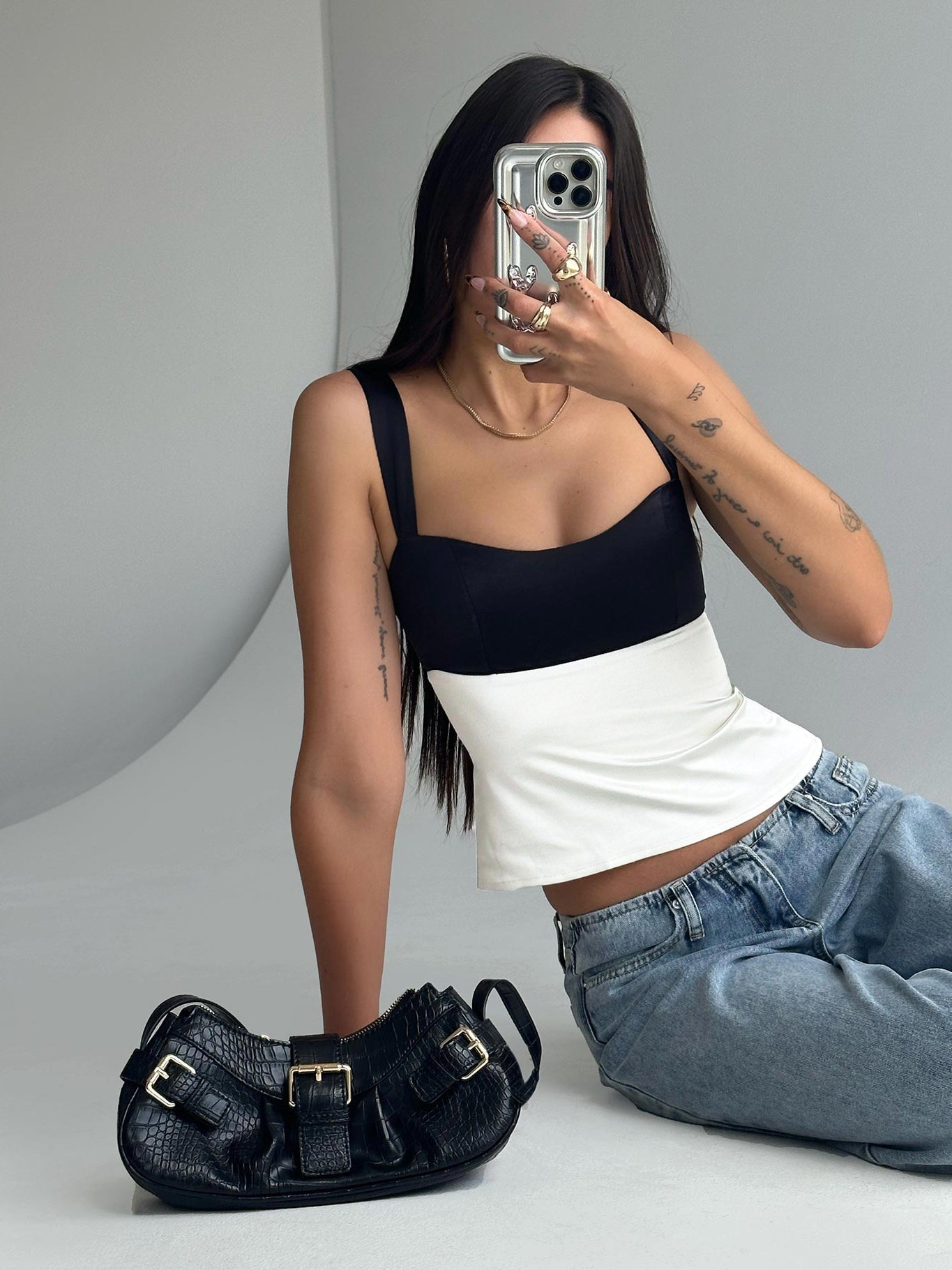 Chantell Top Black / Cream - women's top by Ellevoria