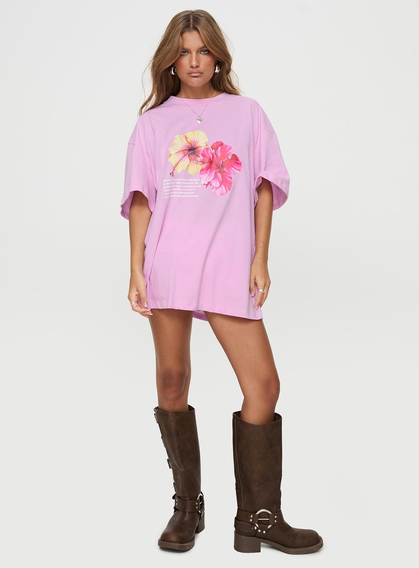 Hibiscus Haven Oversized Tee Pink - women's top by Ellevoria - view 3