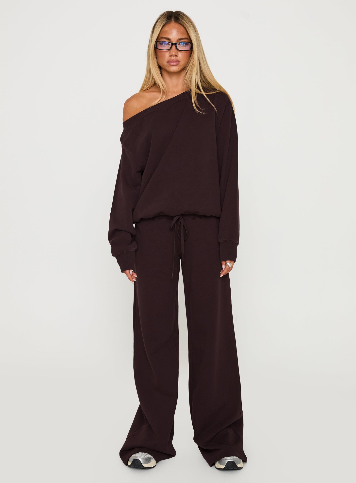 Wellness Off The Shoulder Jumper Brown women's sweater by Ellevoria