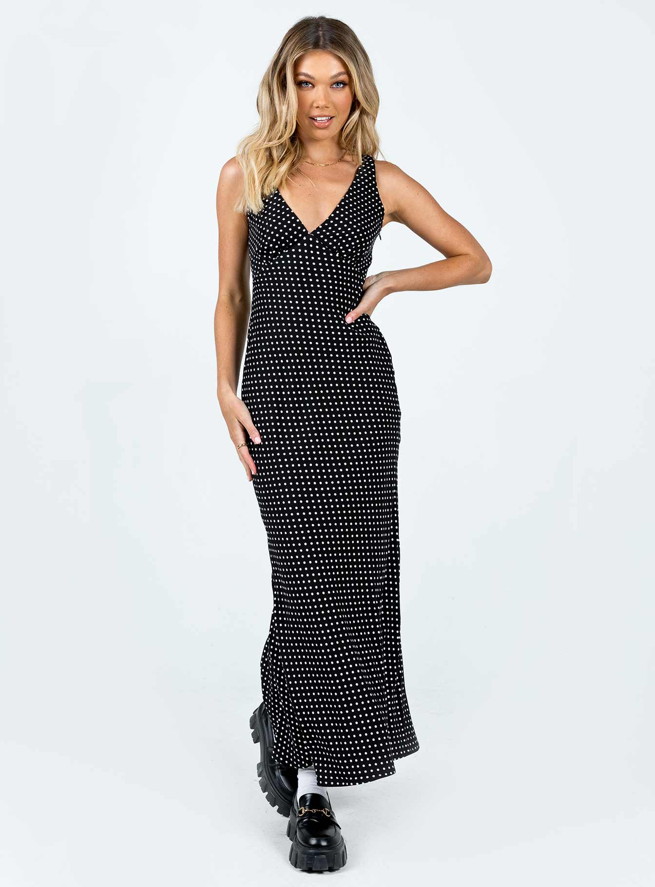 Nellie Maxi Dress Black Polka Dot - women's maxi dress by Ellevoria - view 3