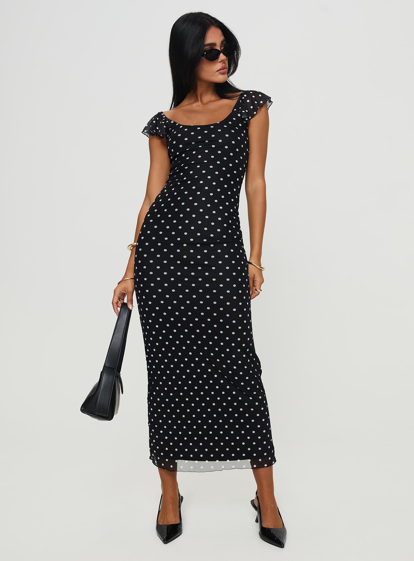 Sandberg Maxi Dress Black Polka Dot - women's maxi dress by Ellevoria - view 3