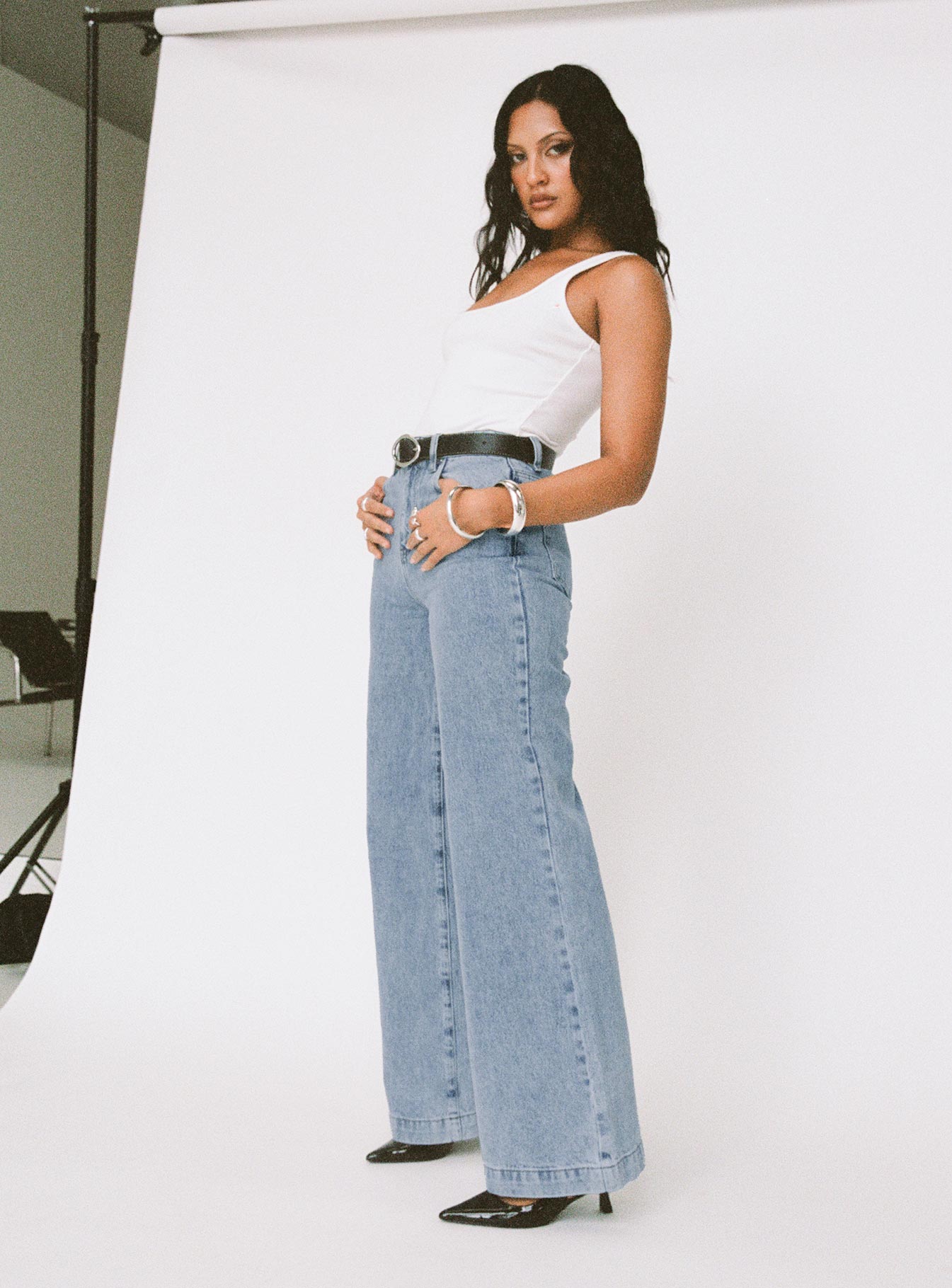 Goldie High Rise Wide Leg Jeans Light Wash women's denim jeans by Ellevoria