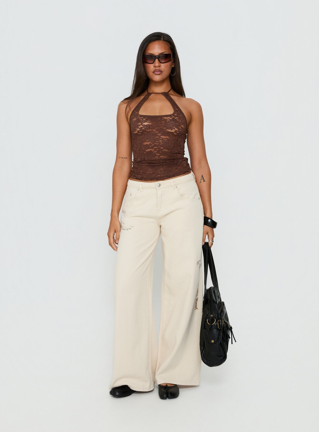 Than Forever Love Graphic Denim Jeans Cream women's denim jeans by Ellevoria
