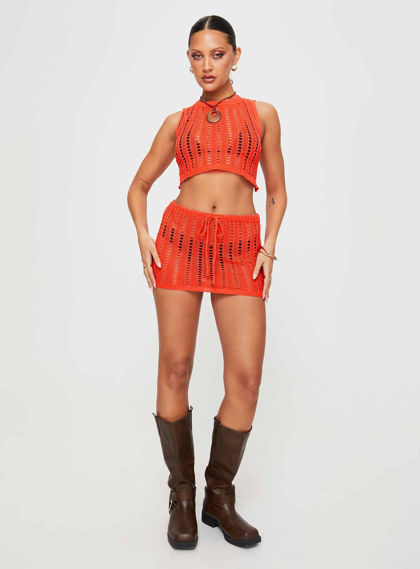Kuranda Knit Set Orange women's skirt set by Ellevoria